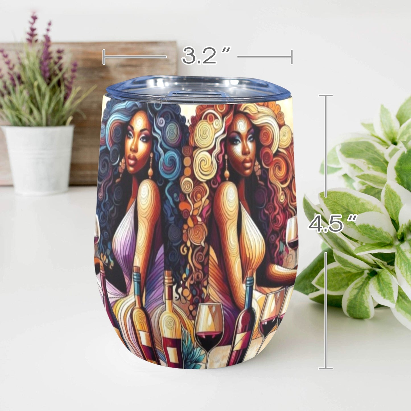 12oz Wine Tumbler - Velvet's View - Sip & Savor - Exquisite Elegance Coaster and Wine Tumbler Collection