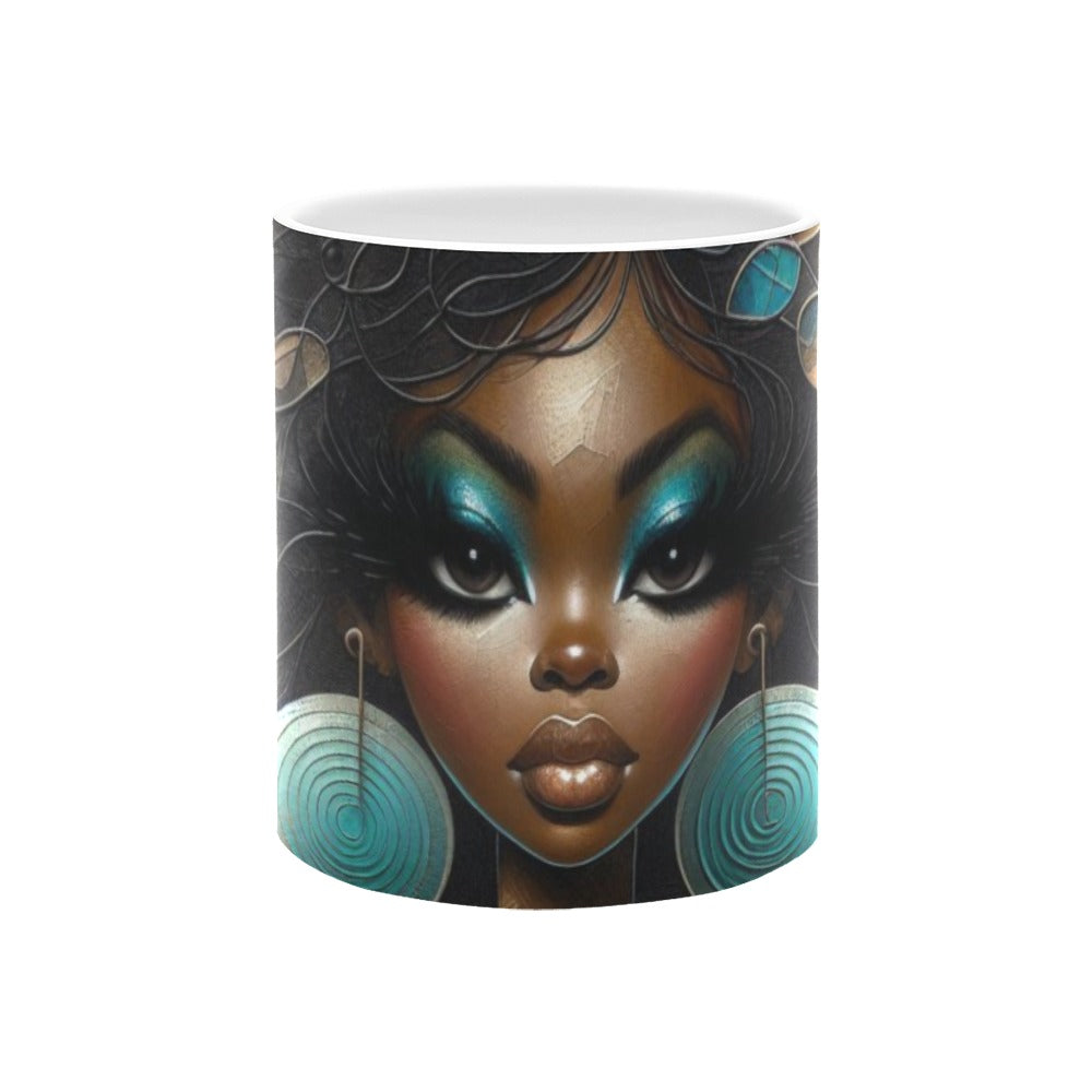 Bold & Beautiful: Afrocentric Digital Art Collection - White Mug(11OZ) - #2013
