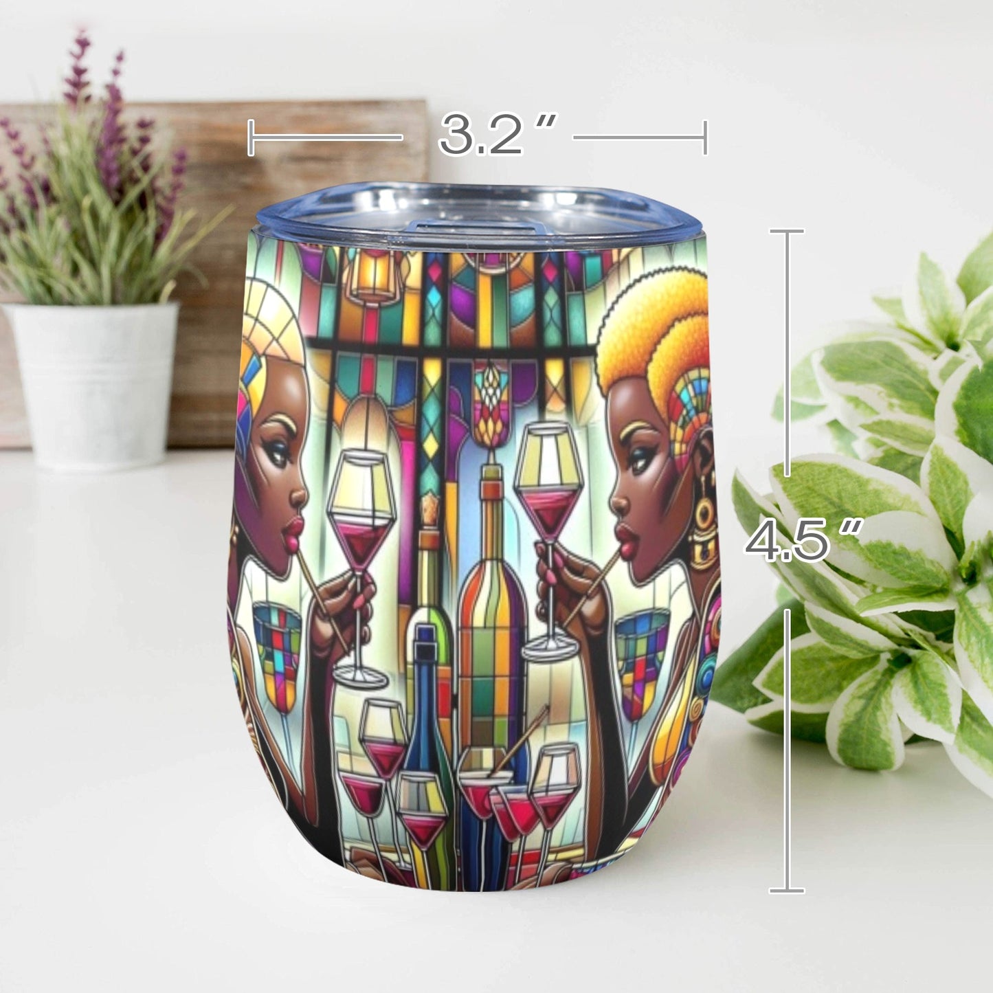 12oz Wine Tumbler - Velvet's View - Sip & Savor - Exquisite Elegance Coaster and Wine Tumbler Collection