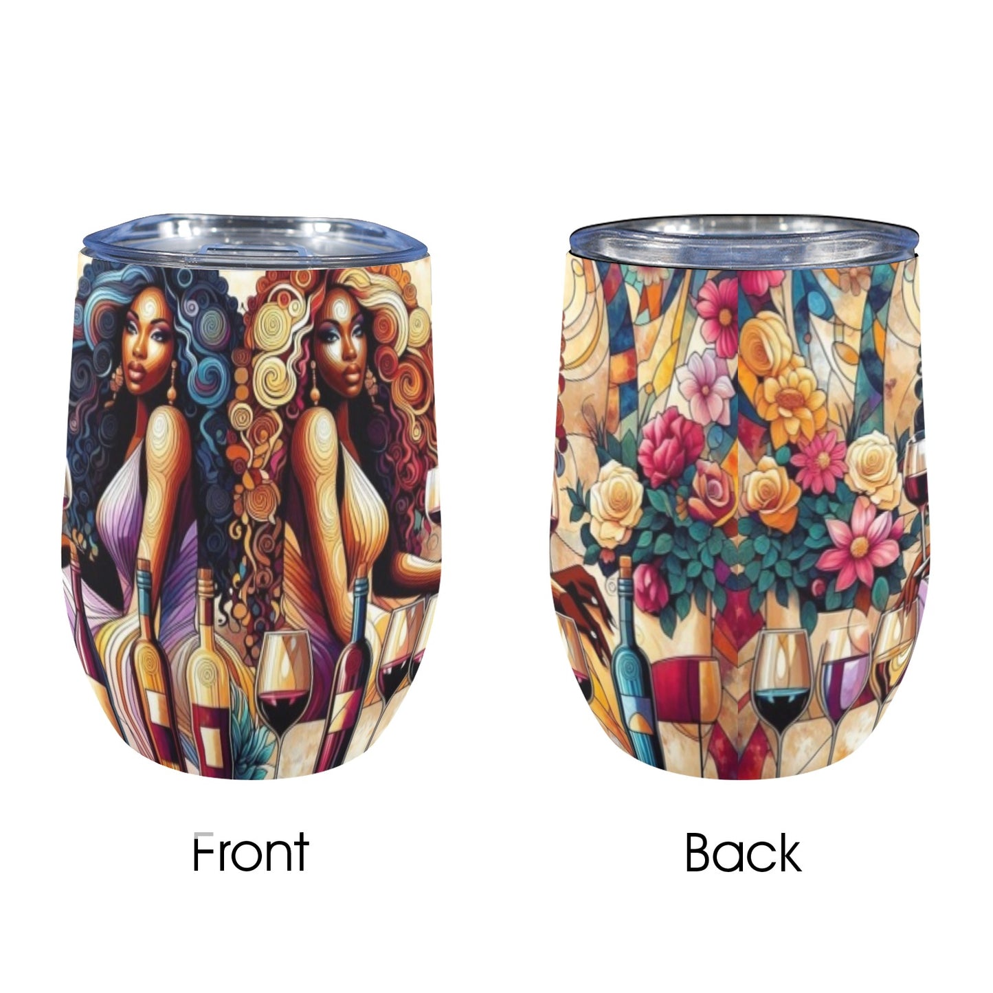 12oz Wine Tumbler - Velvet's View - Sip & Savor - Exquisite Elegance Coaster and Wine Tumbler Collection