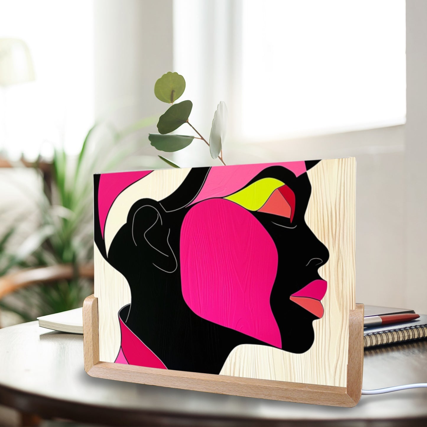 Radiant Expressions: The Bold Faces Collection - Acrylic Photo Night Light 8"x6"(U-Shaped Beech Base) - #2011