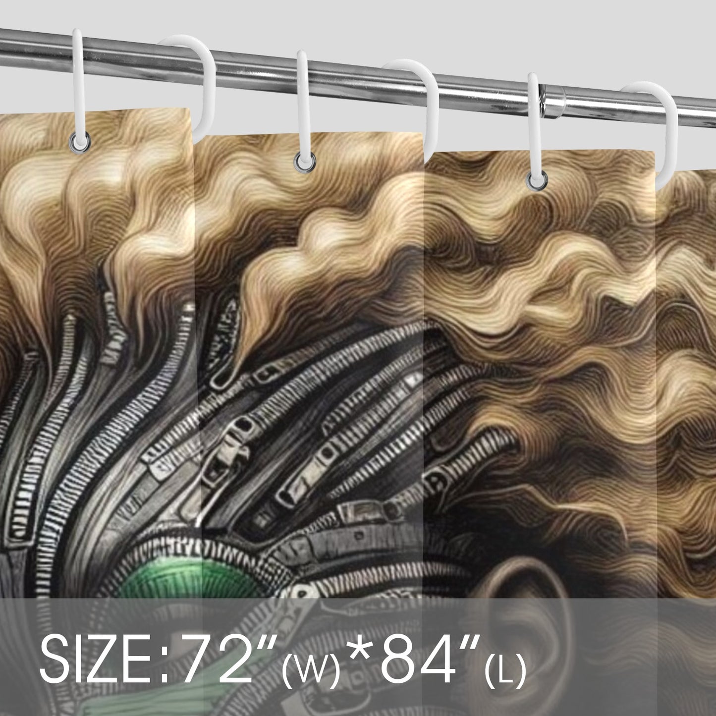Shower Curtain - Velvet's View - Mechanical Muse - The Fusion of Fashion and Futurism - 72"x84" 1608