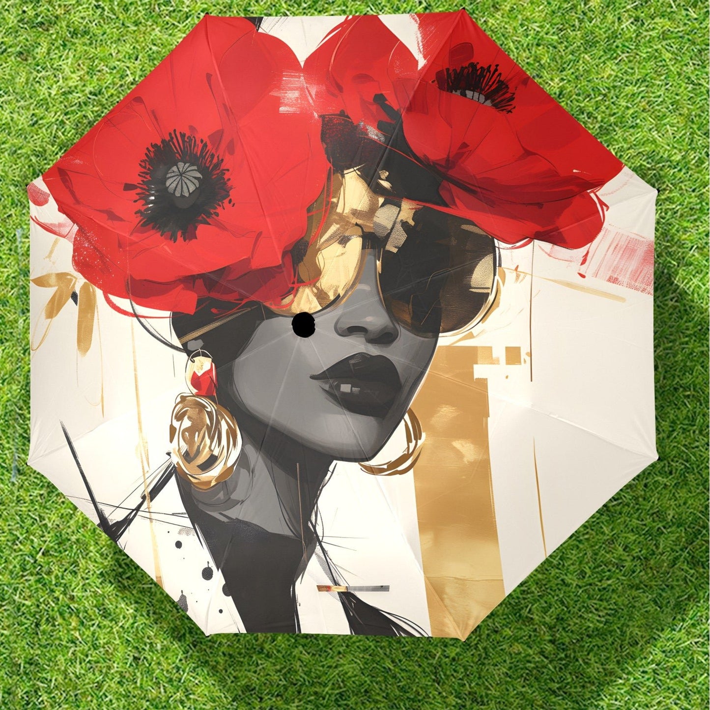 Bold Elegance: The Poppy Collection - Semi-Automatic Foldable Umbrella (Model U12) - #2014