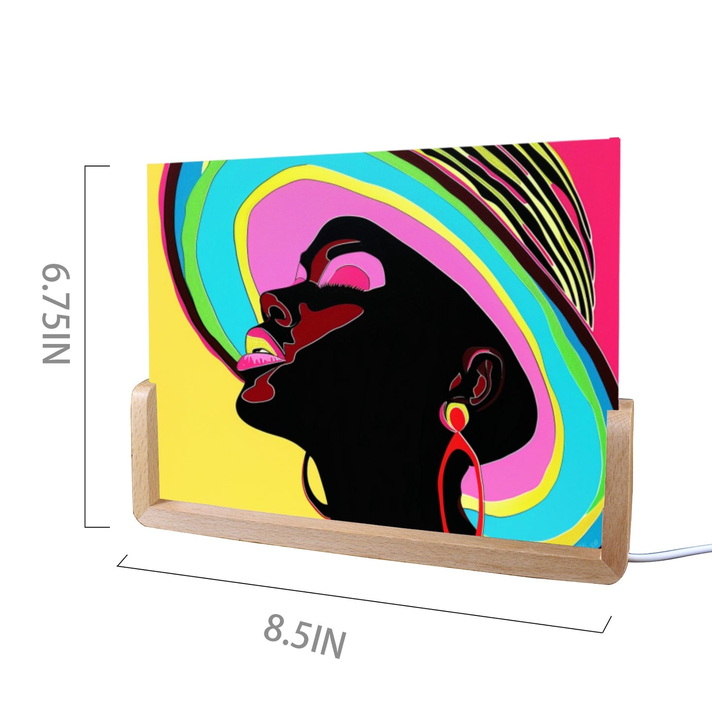 Radiant Expressions: The Bold Faces Collection - Acrylic Photo Night Light 8"x6"(U-Shaped Beech Base) - #2013