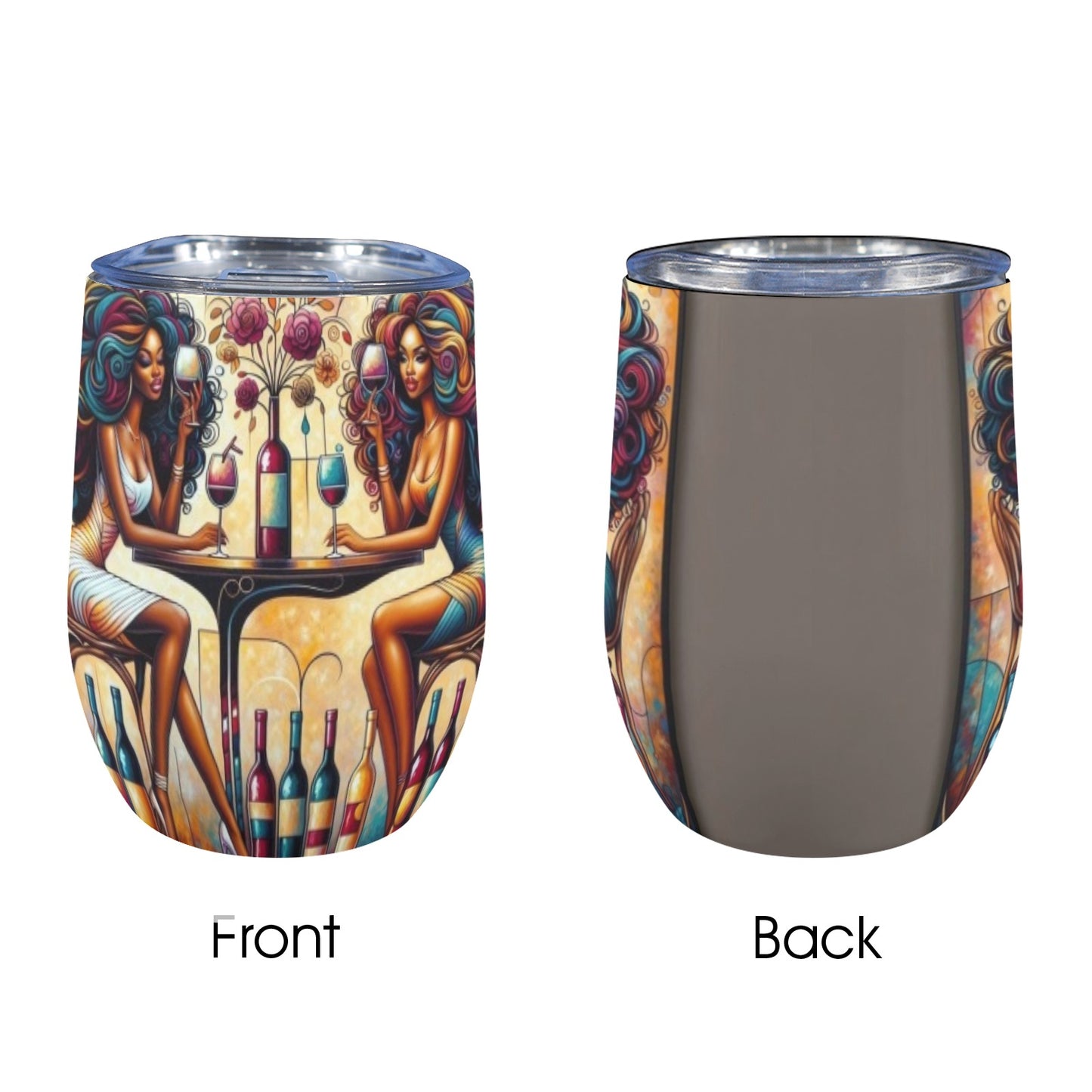 12oz Wine Tumbler - Velvet's View - Sip & Savor - Exquisite Elegance Coaster and Wine Tumbler Collection