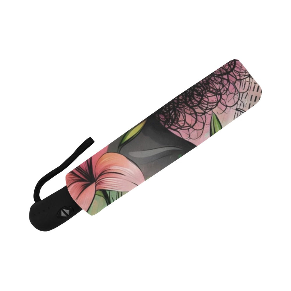 Urban Blossoms: Vibrant Cityscapes and Floral Dreams – Collection - Auto-Foldable Umbrella (Model U04) - #2011