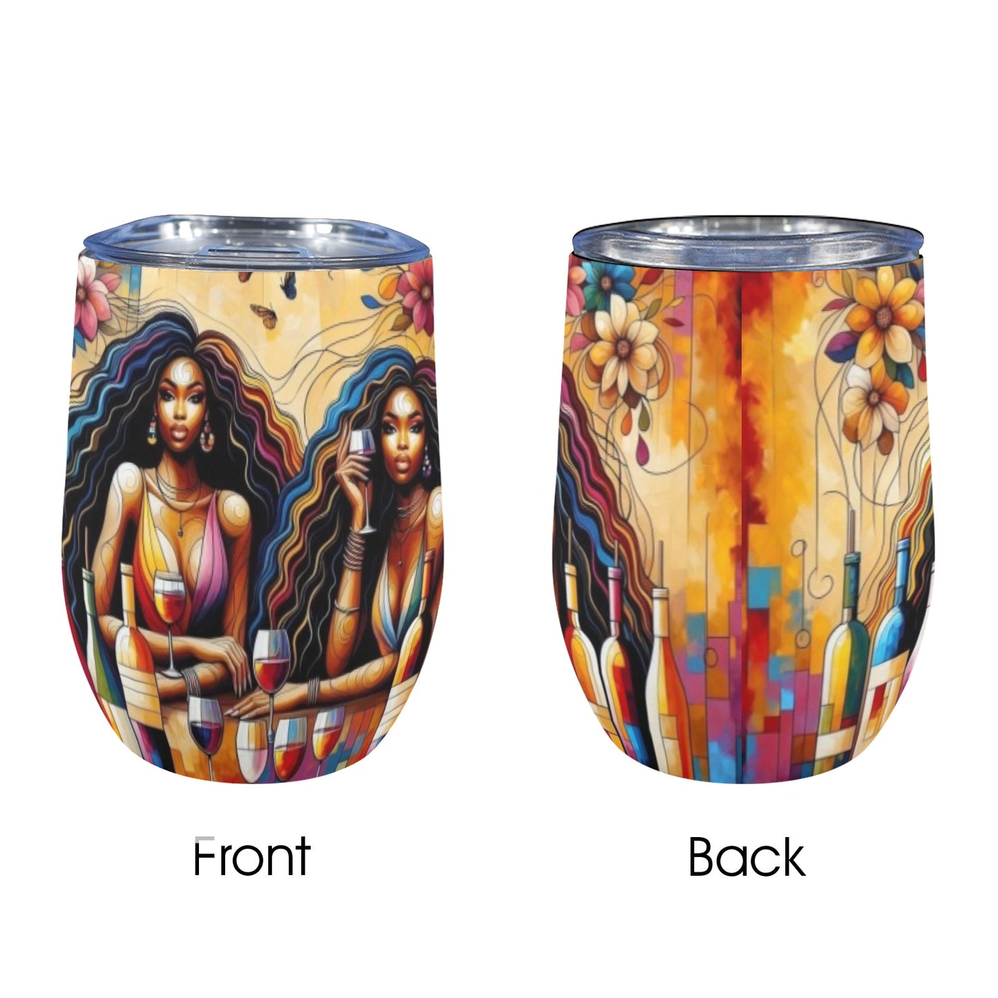 12oz Wine Tumbler - Velvet's View - Sip & Savor - Exquisite Elegance Coaster and Wine Tumbler Collection