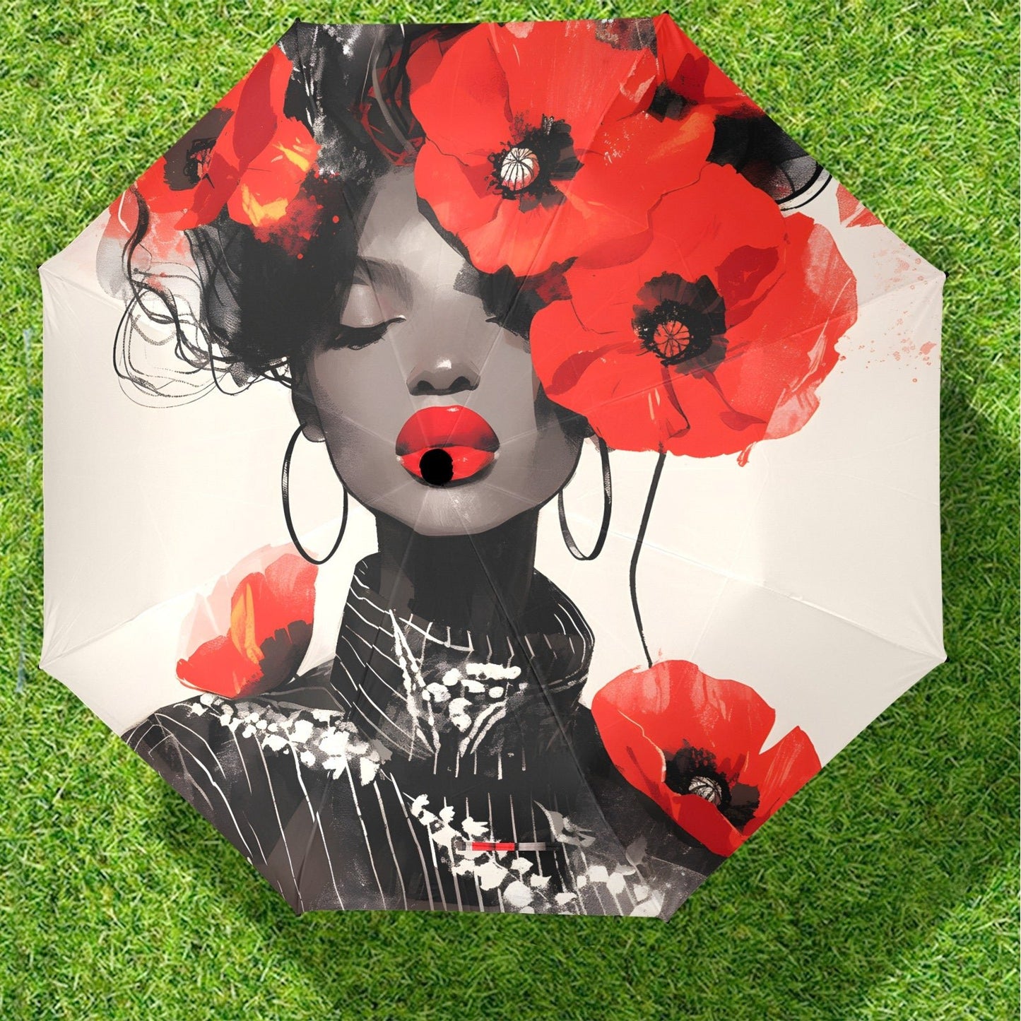 Bold Elegance: The Poppy Collection - Semi-Automatic Foldable Umbrella (Model U12) - #2019