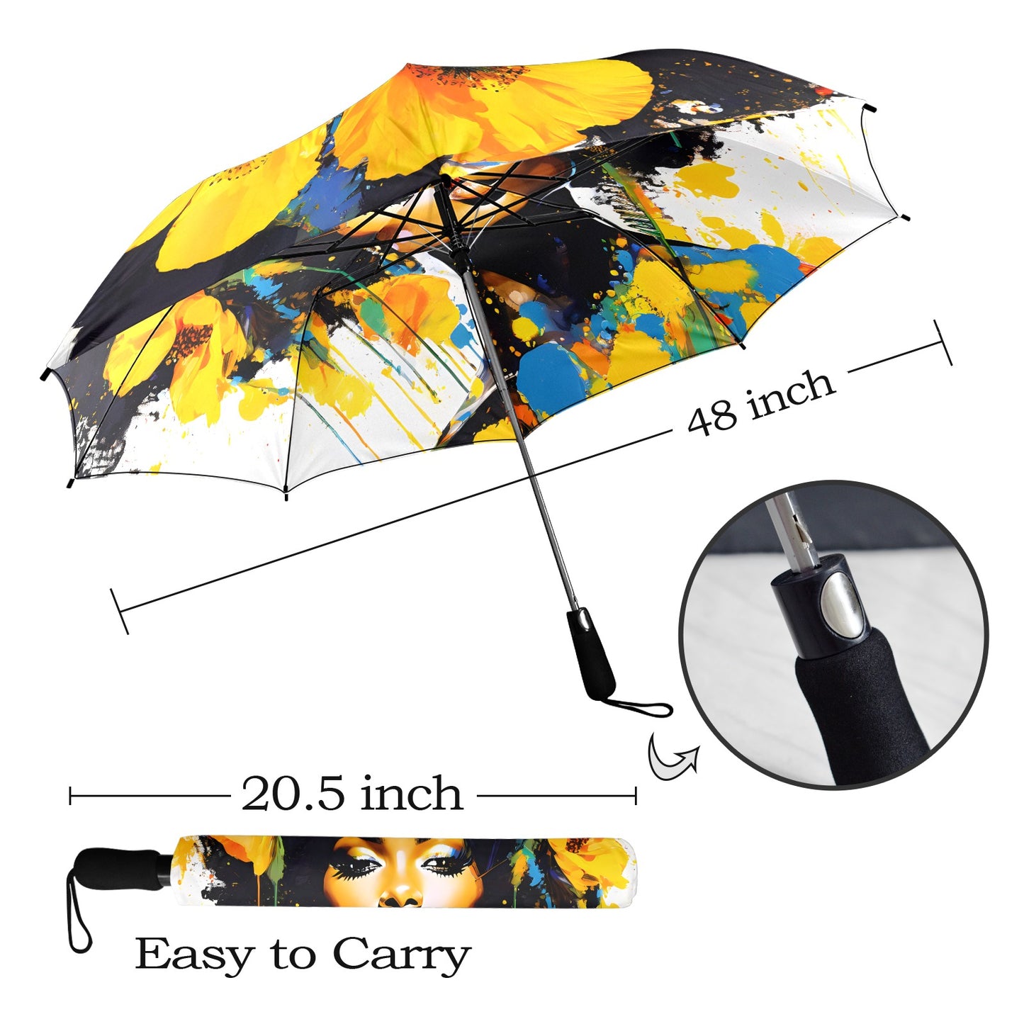 Bold Elegance: The Poppy Collection - Semi-Automatic Foldable Umbrella (Model U12) - #2016