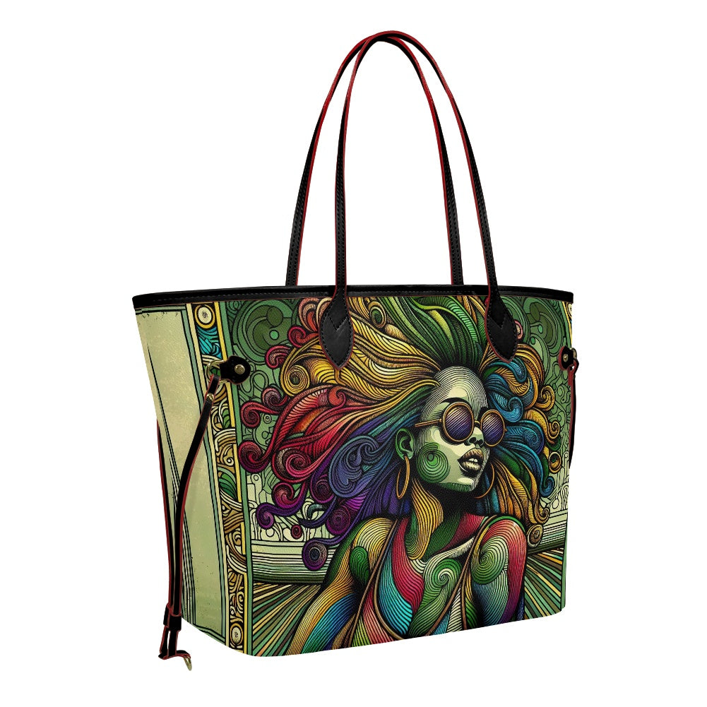 Rhythmic Radiance: Afrocentric Artistry for Fashion Accessories - Women PU Leather Handbags - #2012