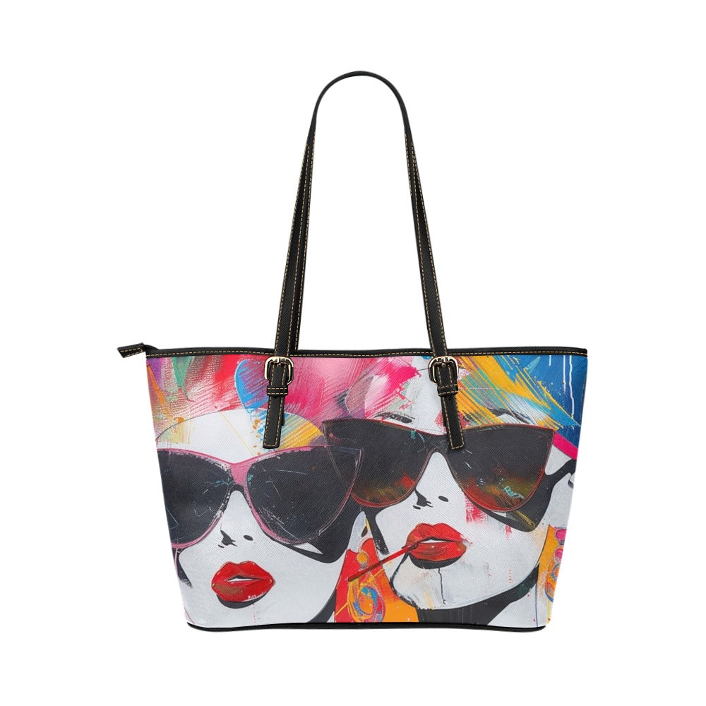 Fashion Queens: A Digital Art Collection - Leather Tote Bag/Large (Model 1651) - #2012 Leather Tote Bag/Large (Model 1651)