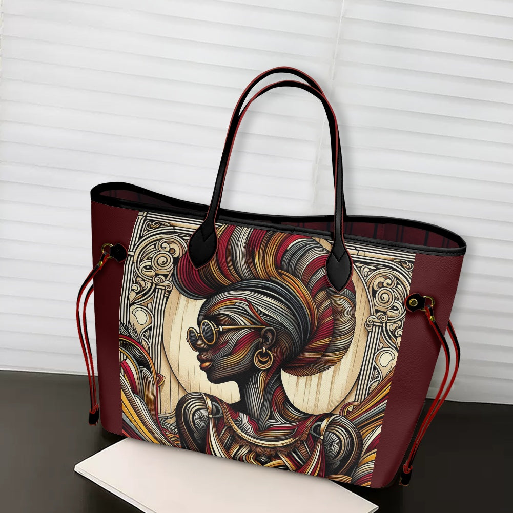Rhythmic Radiance: Afrocentric Artistry for Fashion Accessories - Women PU Leather Handbags - #2014