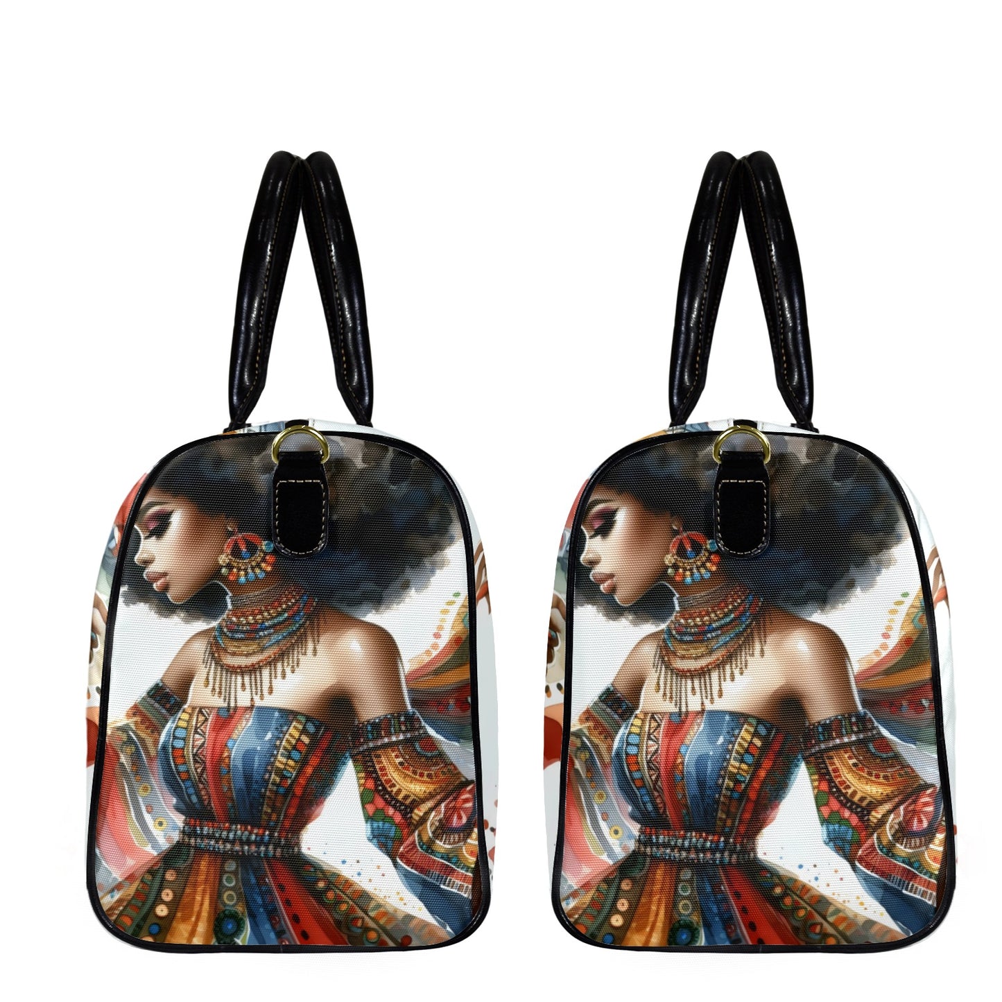 Bohemian Elegance: A Celebration of Color and Culture Collection - Large Capacity Travel Bag-Small (Black Short Patch) - #2012