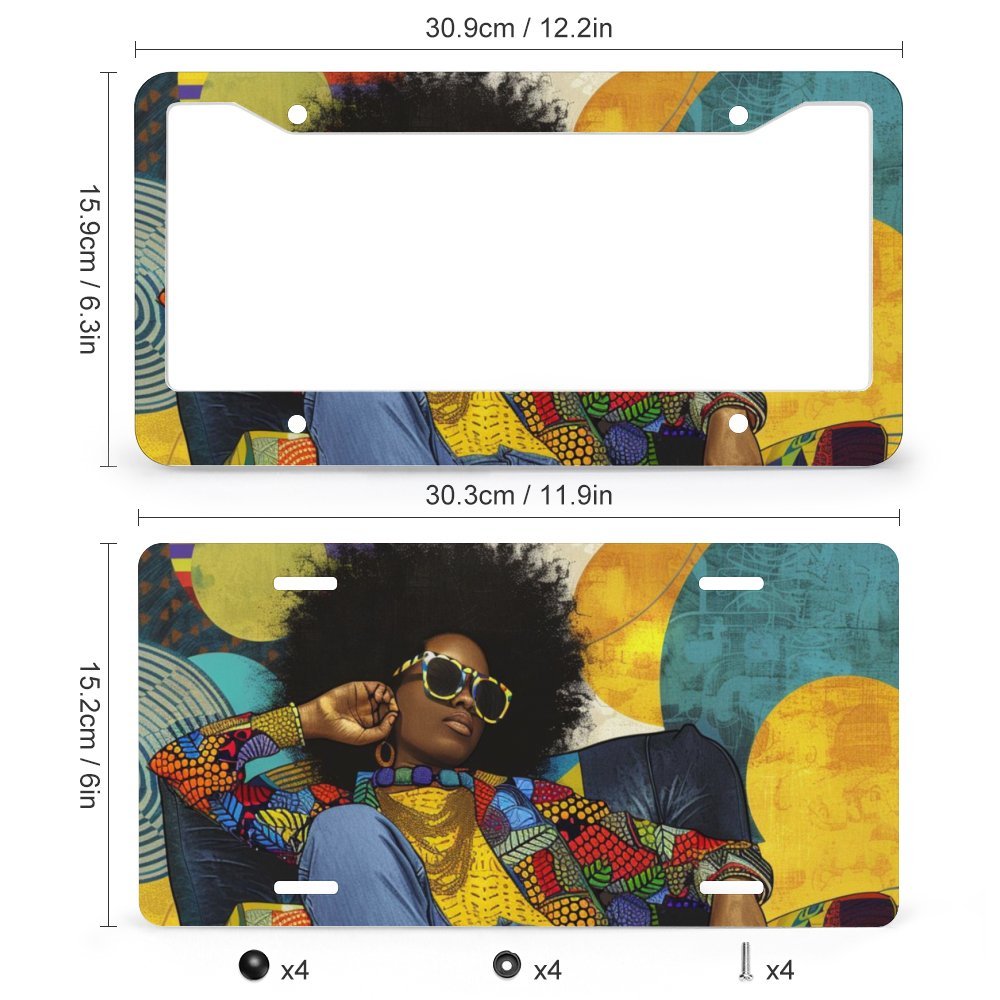 Colorful Rhythms: The Afrocentric Expression Collection - License Plate (4 Round Holes) License Plate #2016