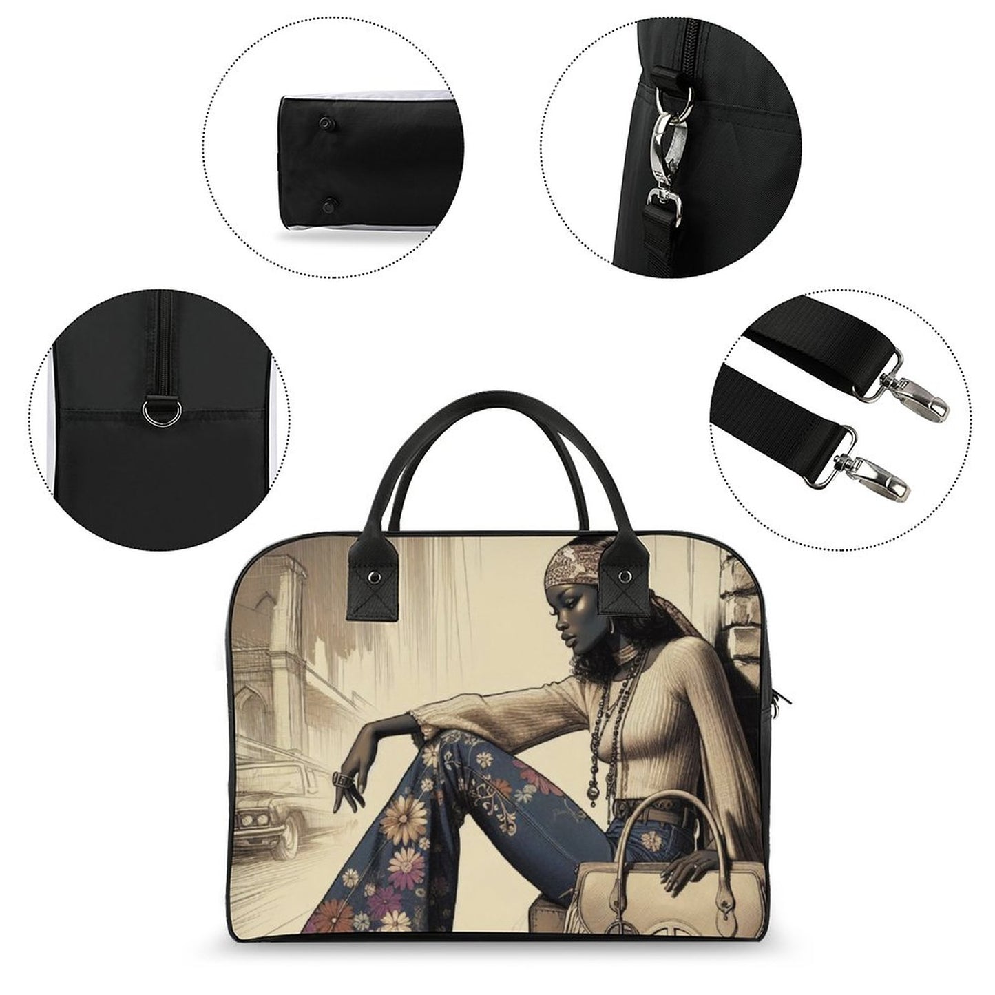 Retro Groove: Vintage Vibes and Bohemian Dreams - Travel Bag YHZ