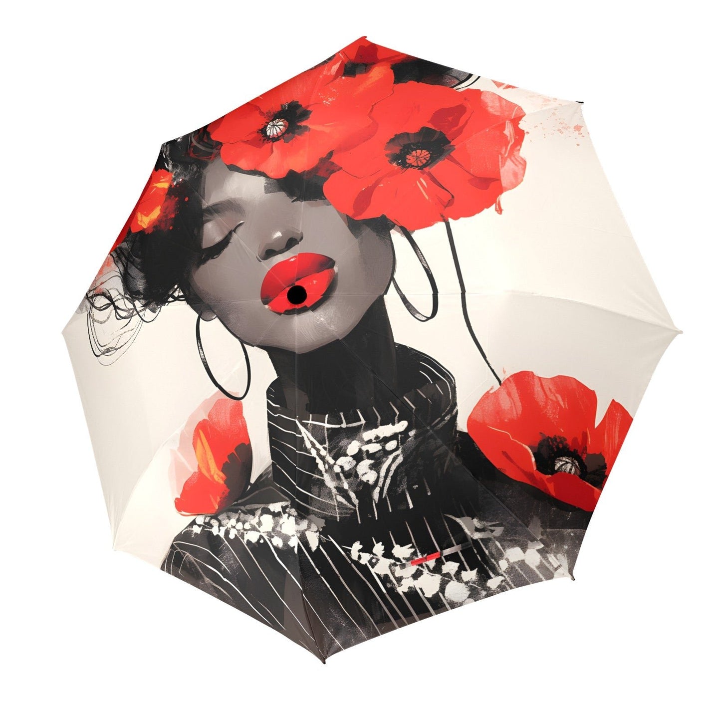 Bold Elegance: The Poppy Collection - Semi-Automatic Foldable Umbrella (Model U12) - #2019