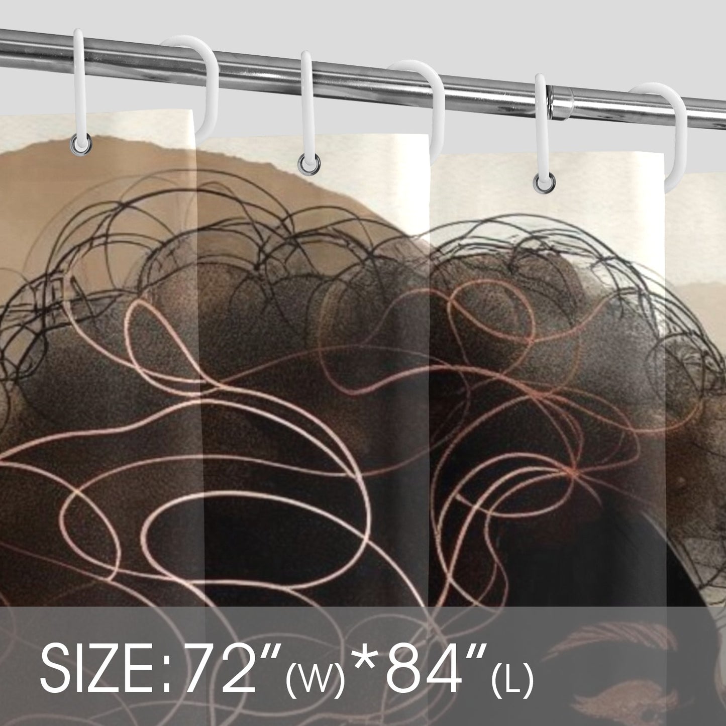 Minimalist Afrocentric Shower Curtain Collection – Black Woman Line Art, Boho Melanin Home Decor - 462196972