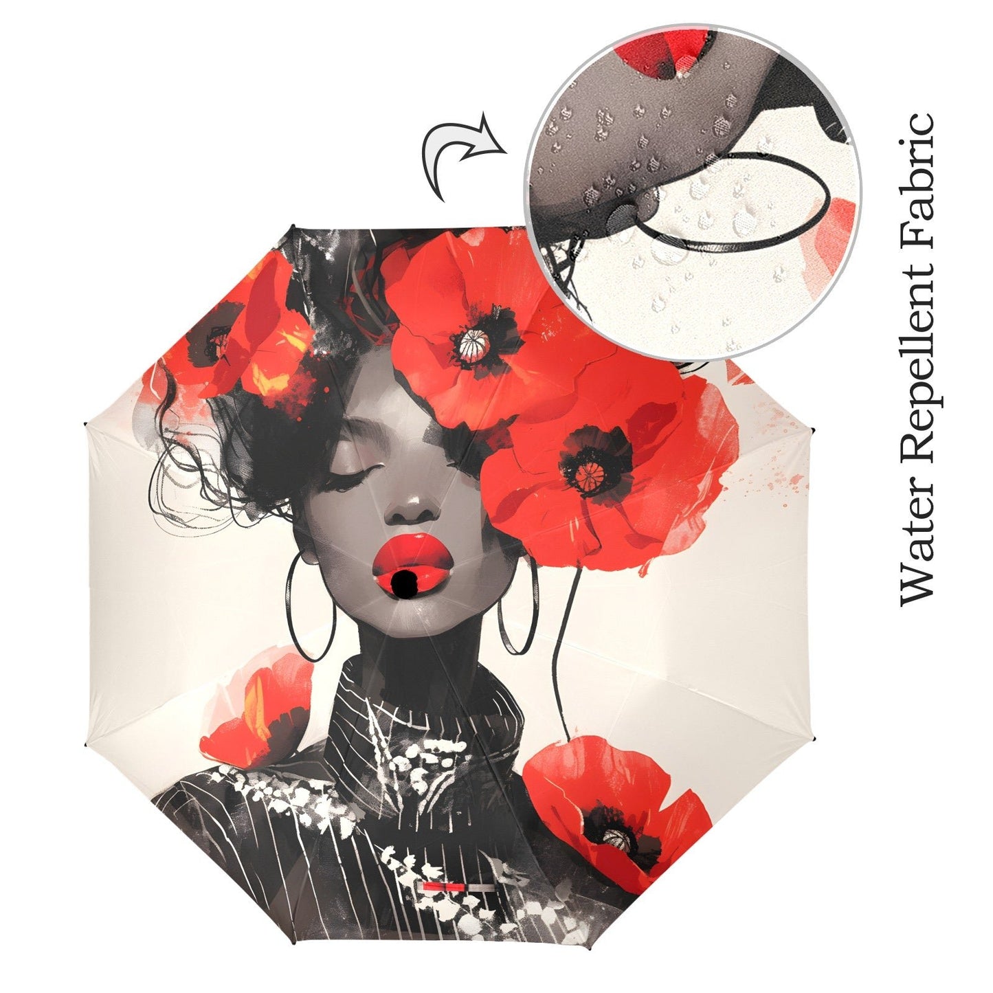 Bold Elegance: The Poppy Collection - Semi-Automatic Foldable Umbrella (Model U12) - #2019