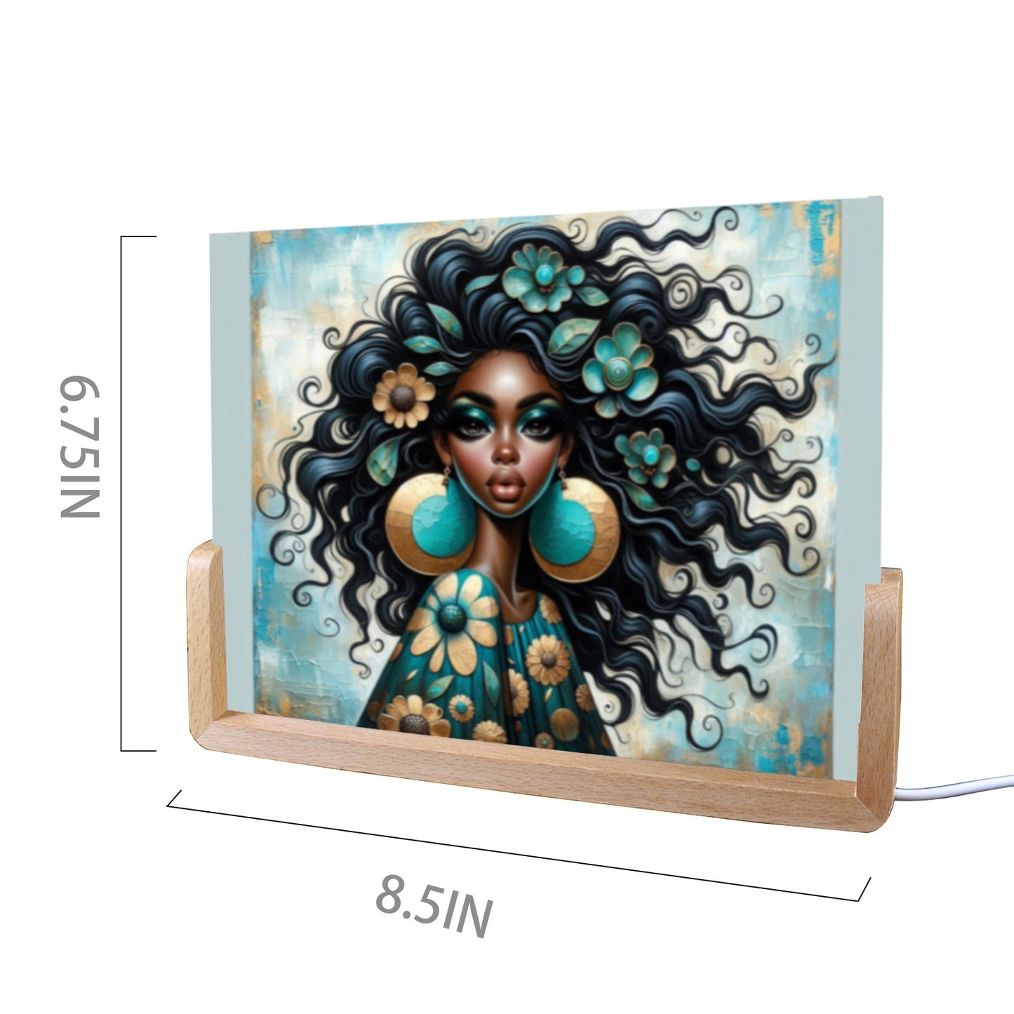 Bold & Beautiful: Afrocentric Digital Art Collection - Acrylic Photo Night Light 8"x6"(U-Shaped Beech Base) - #2018