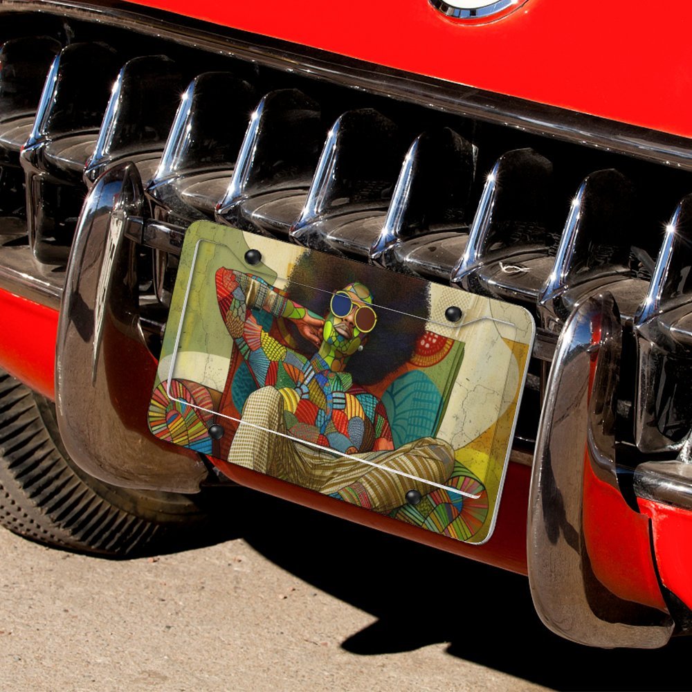 License Plate (4 Round Holes) License Plate - Velvet's View - Colorful Rhythms - The Afrocentric Expression Collection