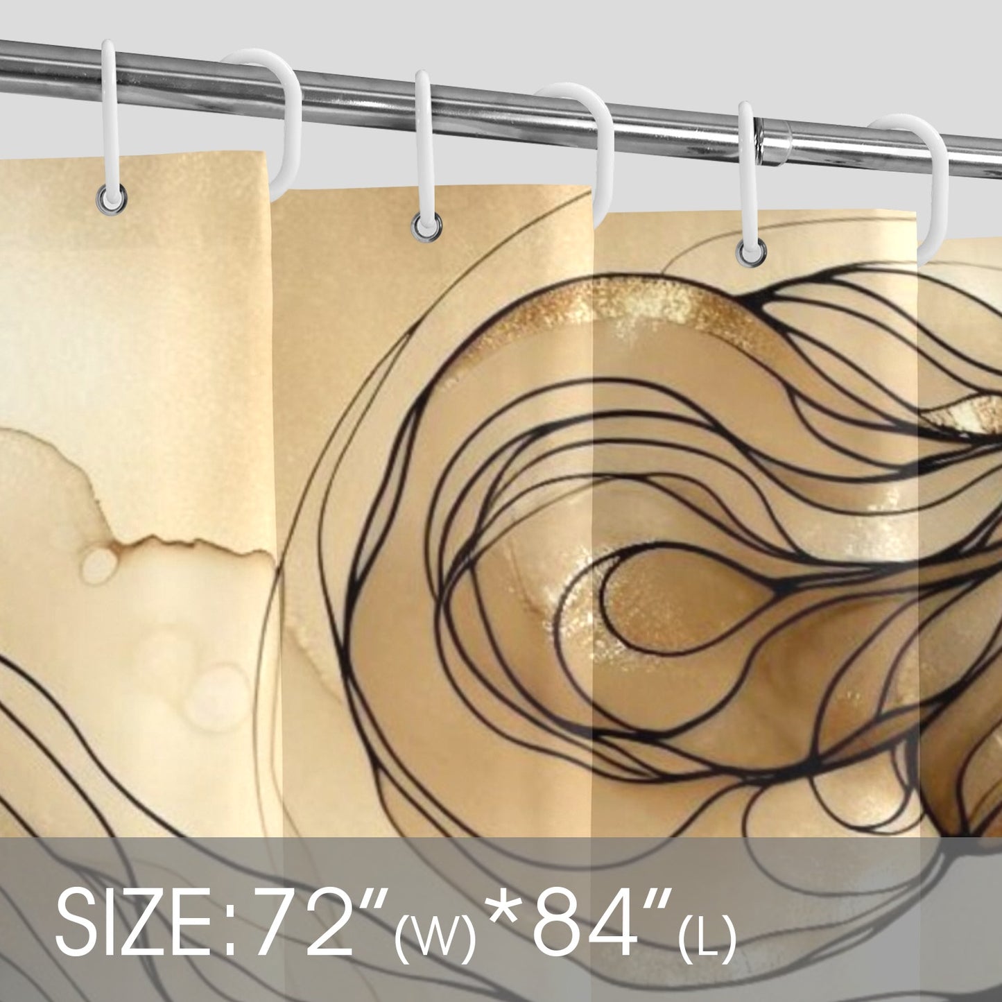Golden Grace: Afro Silhouette Shower Curtain Collection – Luxury Black Woman Art for Modern Bathrooms - 56429211
