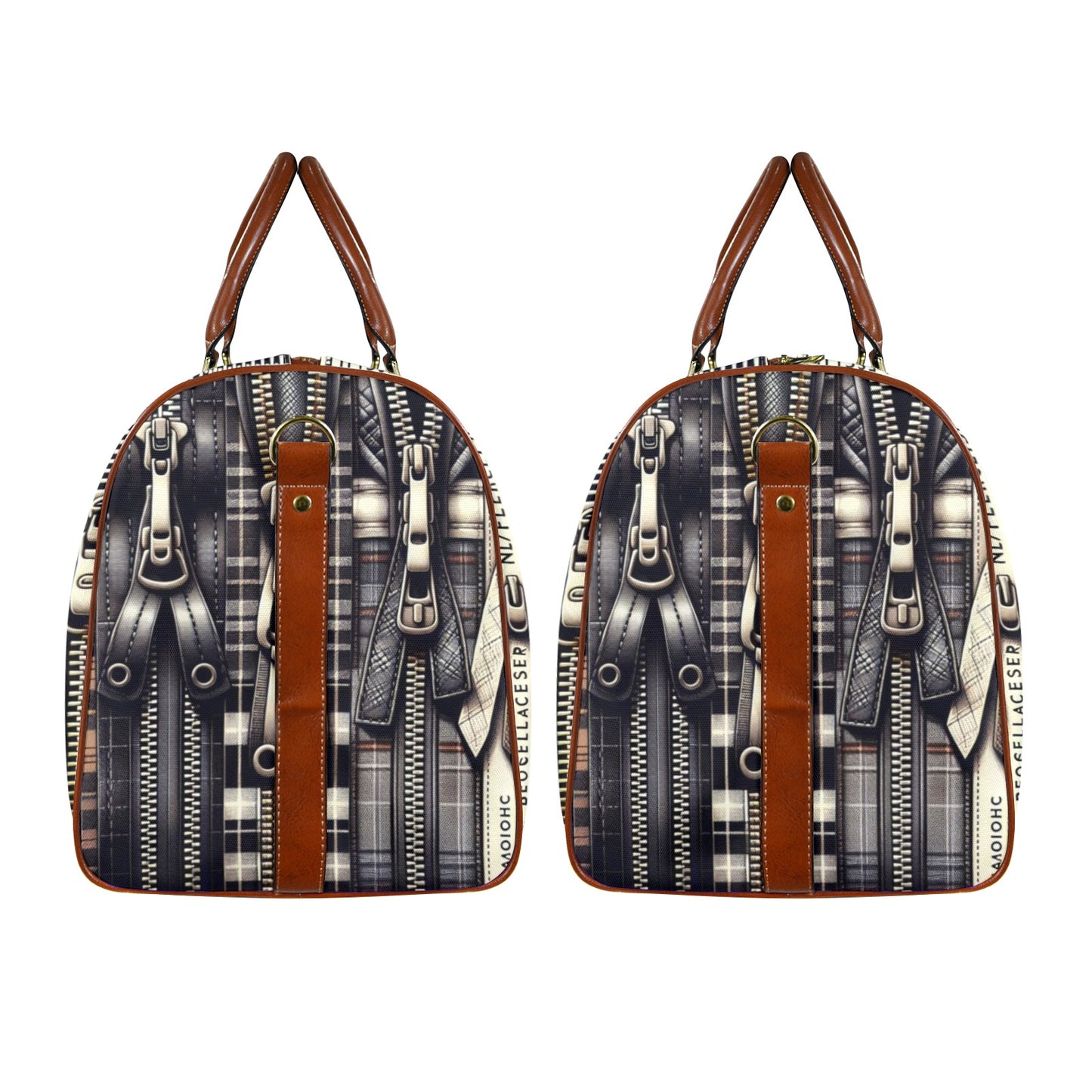 Large Capacity Travel Bag - Large - Velvet's View - Zipper Symphony Collection - (Brown Long Patch) (1736)