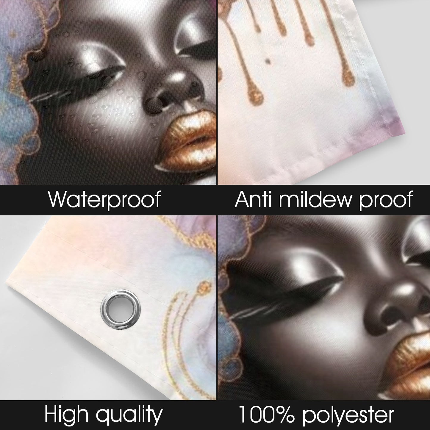 Afro Royalty Shower Curtain Collection – Black Queen Art Bathroom Decor by Velvet's View - 18228315