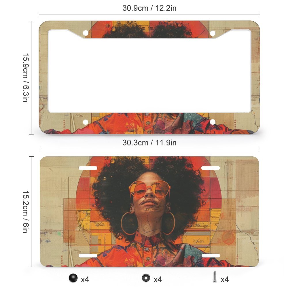 License Plate (4 Round Holes) License Plate - Velvet's View - Colorful Rhythms - The Afrocentric Expression Collection