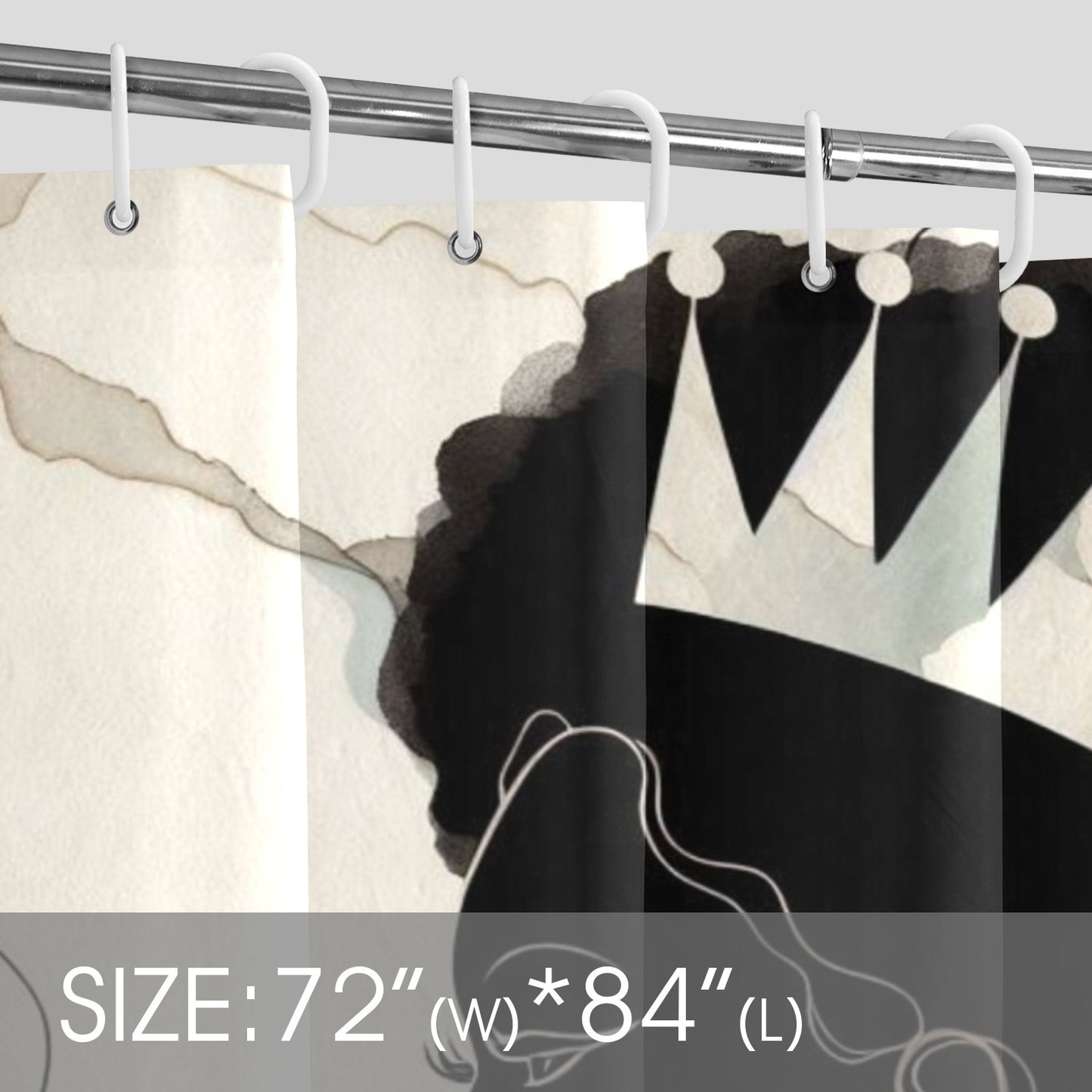 Afro Royalty Shower Curtain Collection – Black Queen Silhouette Art for Bathroom Décor - 658582429