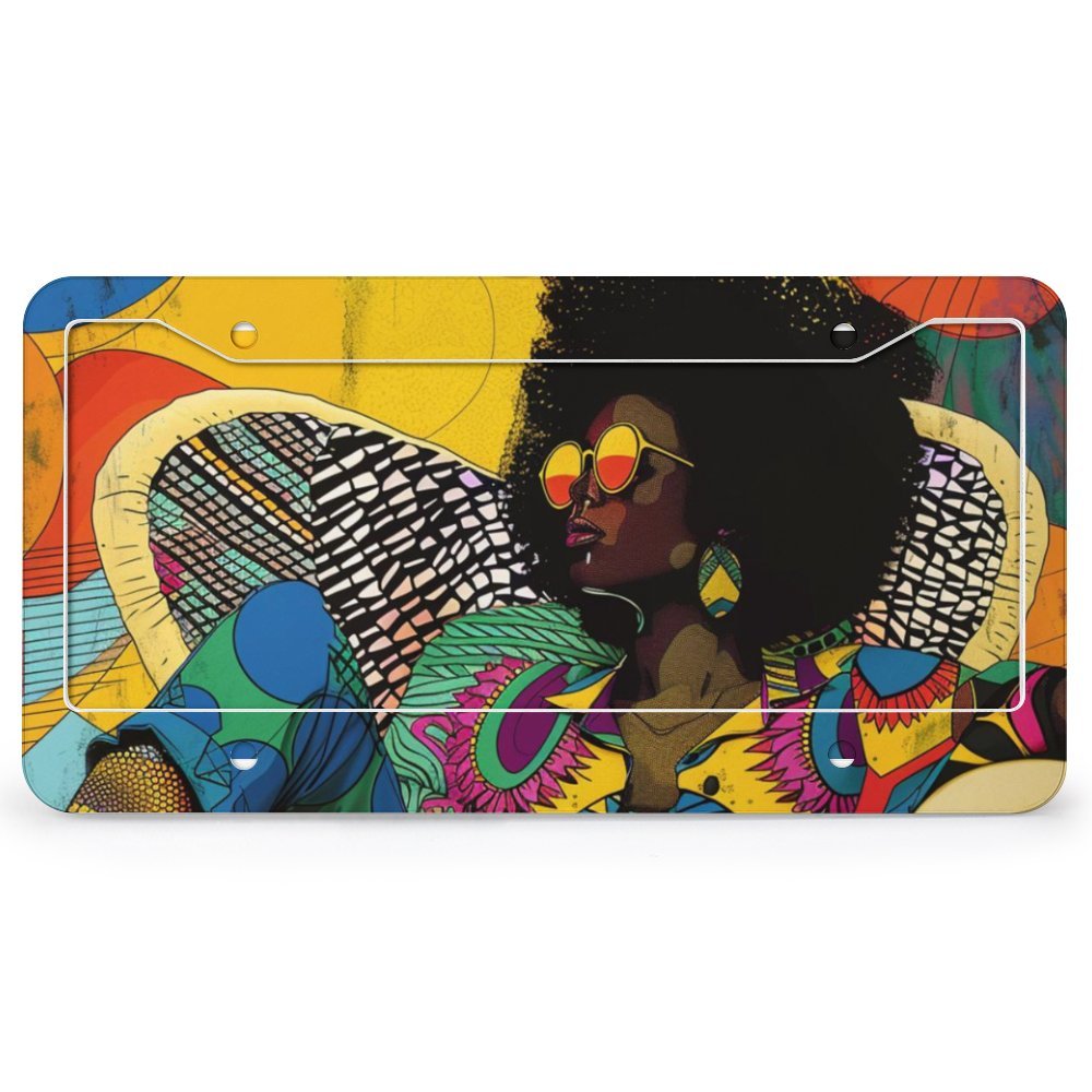 License Plate (4 Round Holes) License Plate - Velvet's View - Colorful Rhythms - The Afrocentric Expression Collection