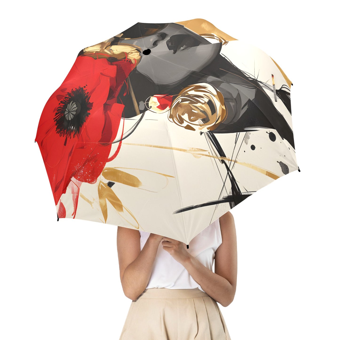 Bold Elegance: The Poppy Collection - Semi-Automatic Foldable Umbrella (Model U12) - #2014