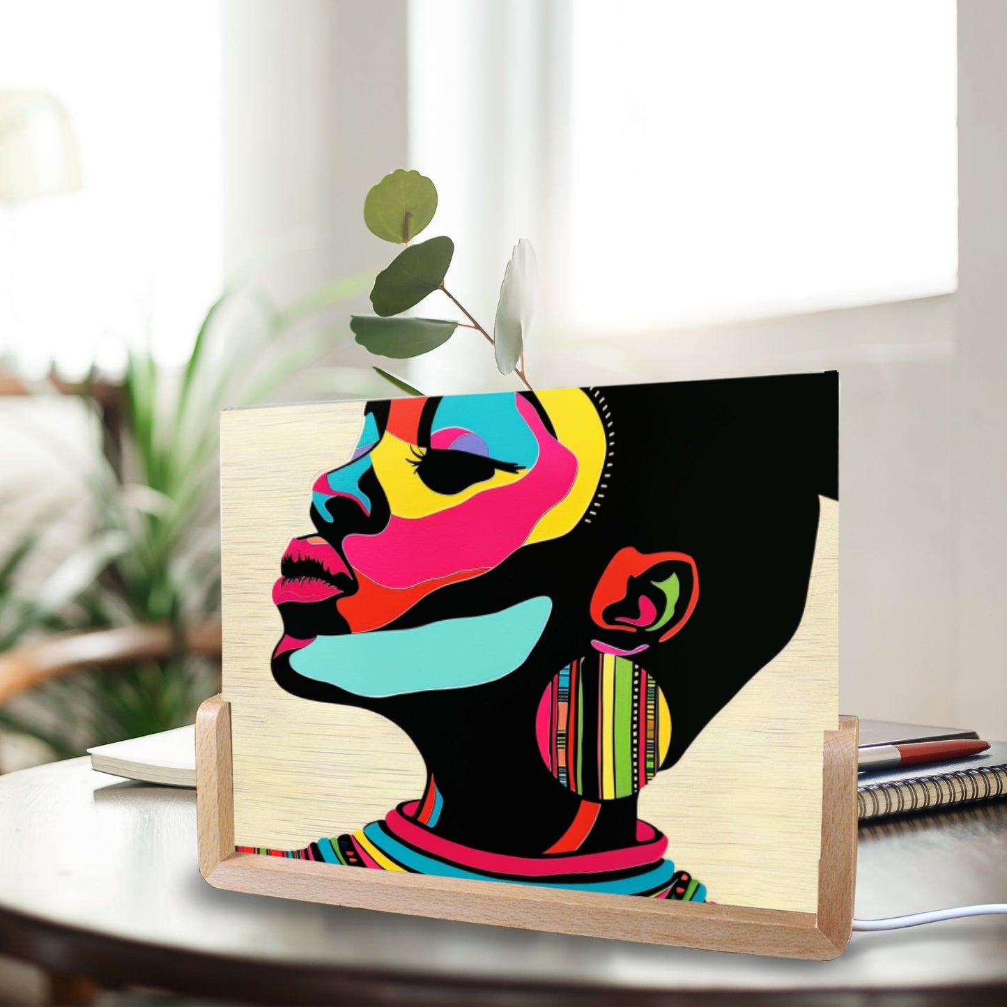 Radiant Expressions: The Bold Faces Collection - Acrylic Photo Night Light 8"x6"(U-Shaped Beech Base) - #2012