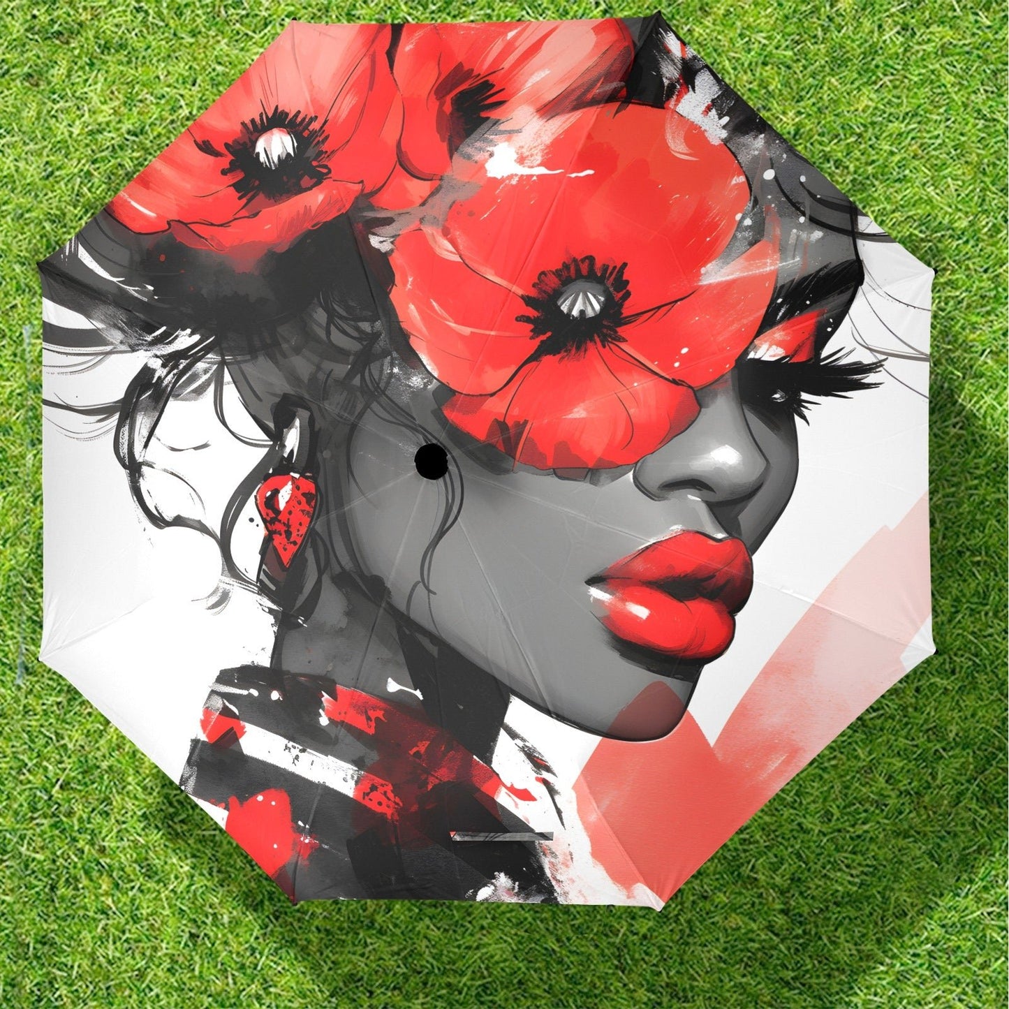 Bold Elegance: The Poppy Collection - Semi-Automatic Foldable Umbrella (Model U12) - #2011
