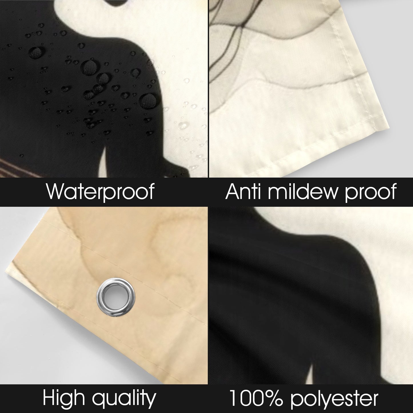 Golden Grace: Afro Silhouette Shower Curtain Collection – Luxury Black Woman Art for Modern Bathrooms - 8651604