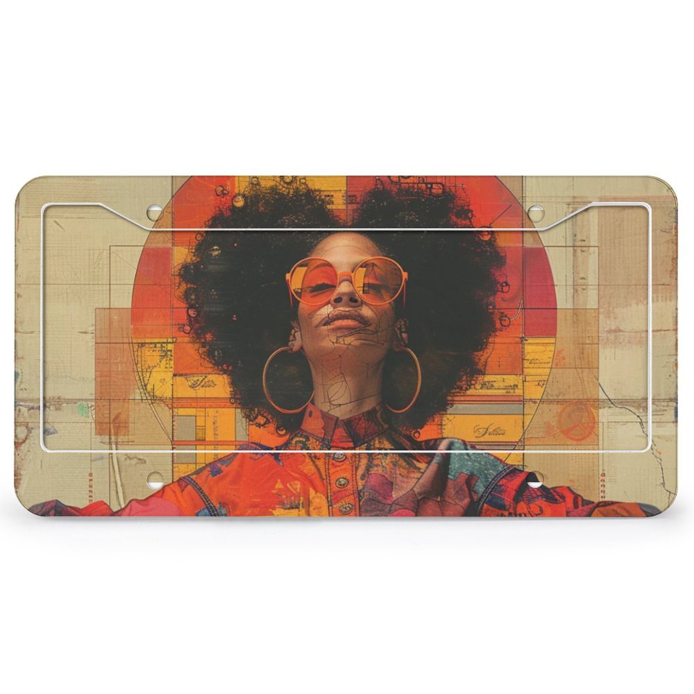 License Plate (4 Round Holes) License Plate - Velvet's View - Colorful Rhythms - The Afrocentric Expression Collection