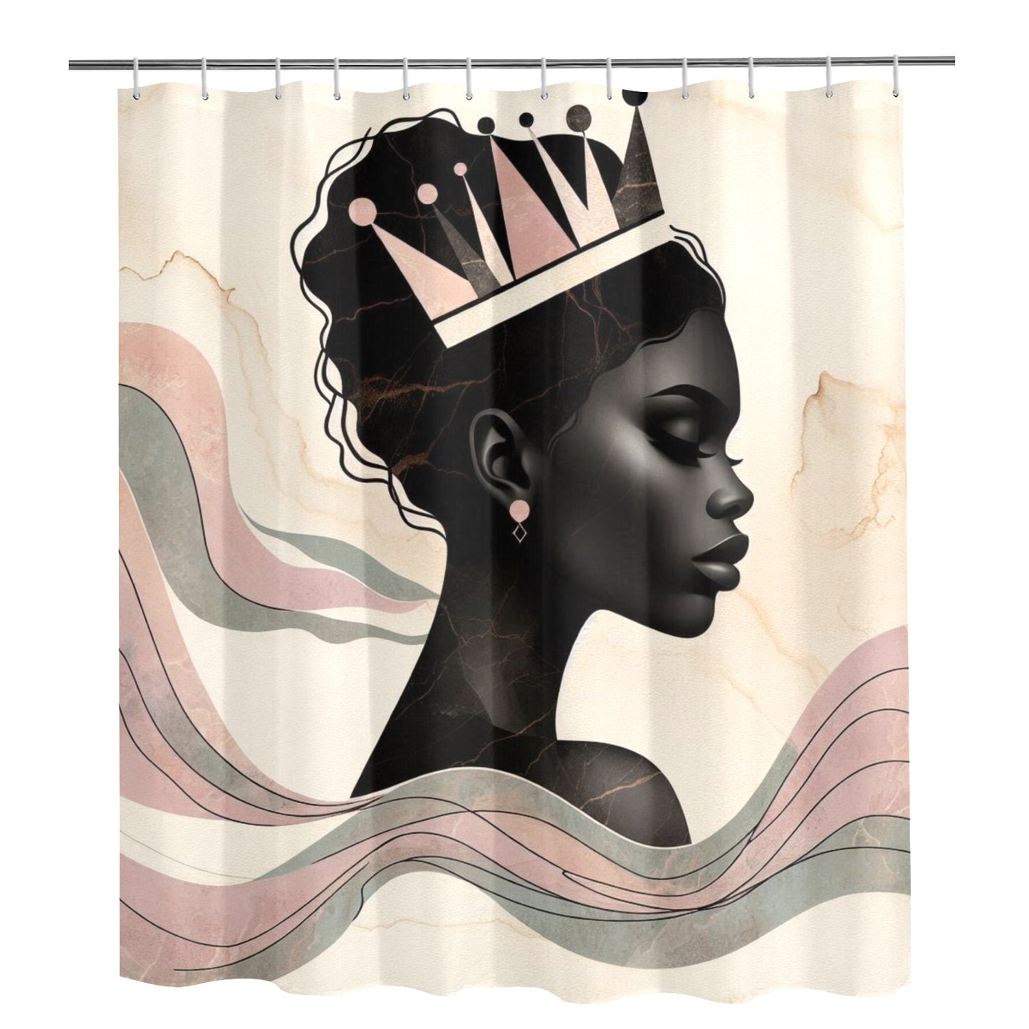 Afro Royalty Shower Curtain Collection – Black Queen Silhouette Art for Bathroom Décor - 5184577564