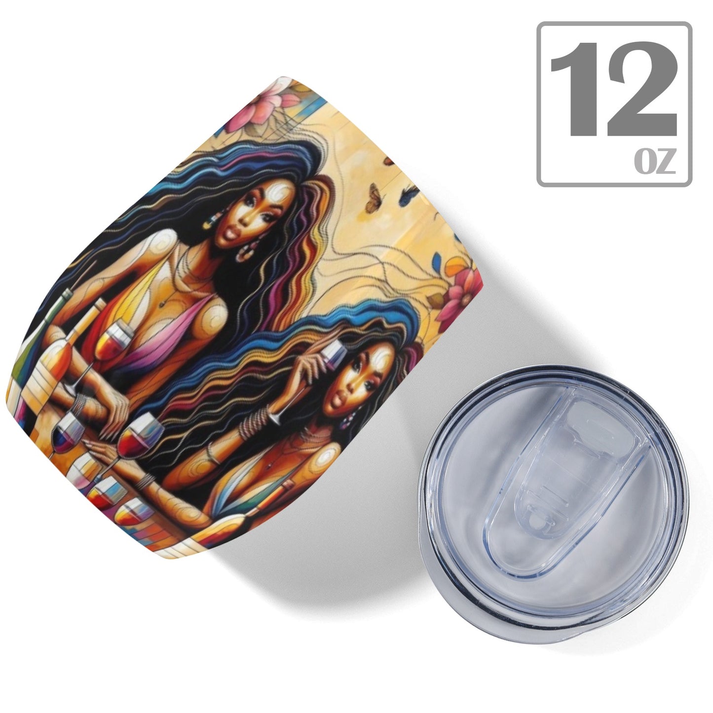 12oz Wine Tumbler - Velvet's View - Sip & Savor - Exquisite Elegance Coaster and Wine Tumbler Collection