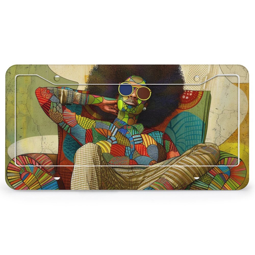 License Plate (4 Round Holes) License Plate - Velvet's View - Colorful Rhythms - The Afrocentric Expression Collection