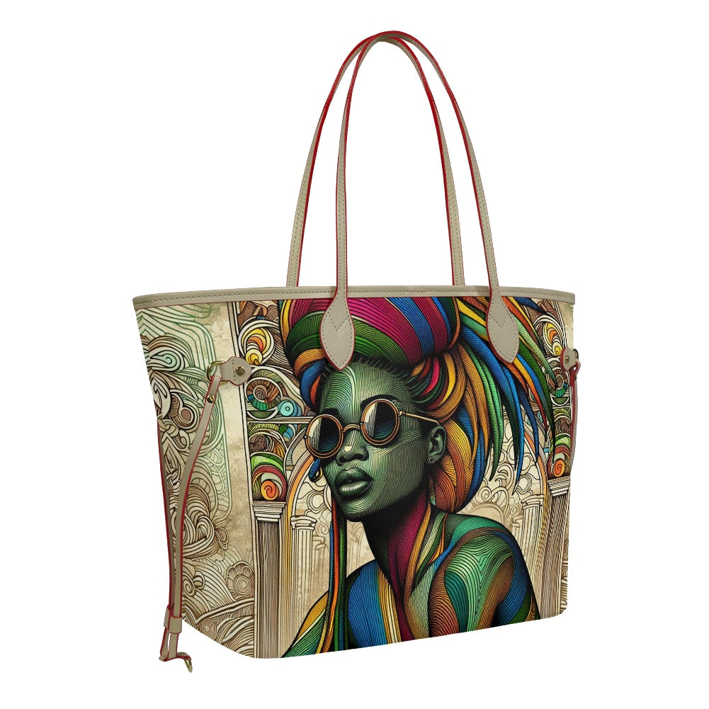 Rhythmic Radiance: Afrocentric Artistry for Fashion Accessories - Women PU Leather Handbags - #2011
