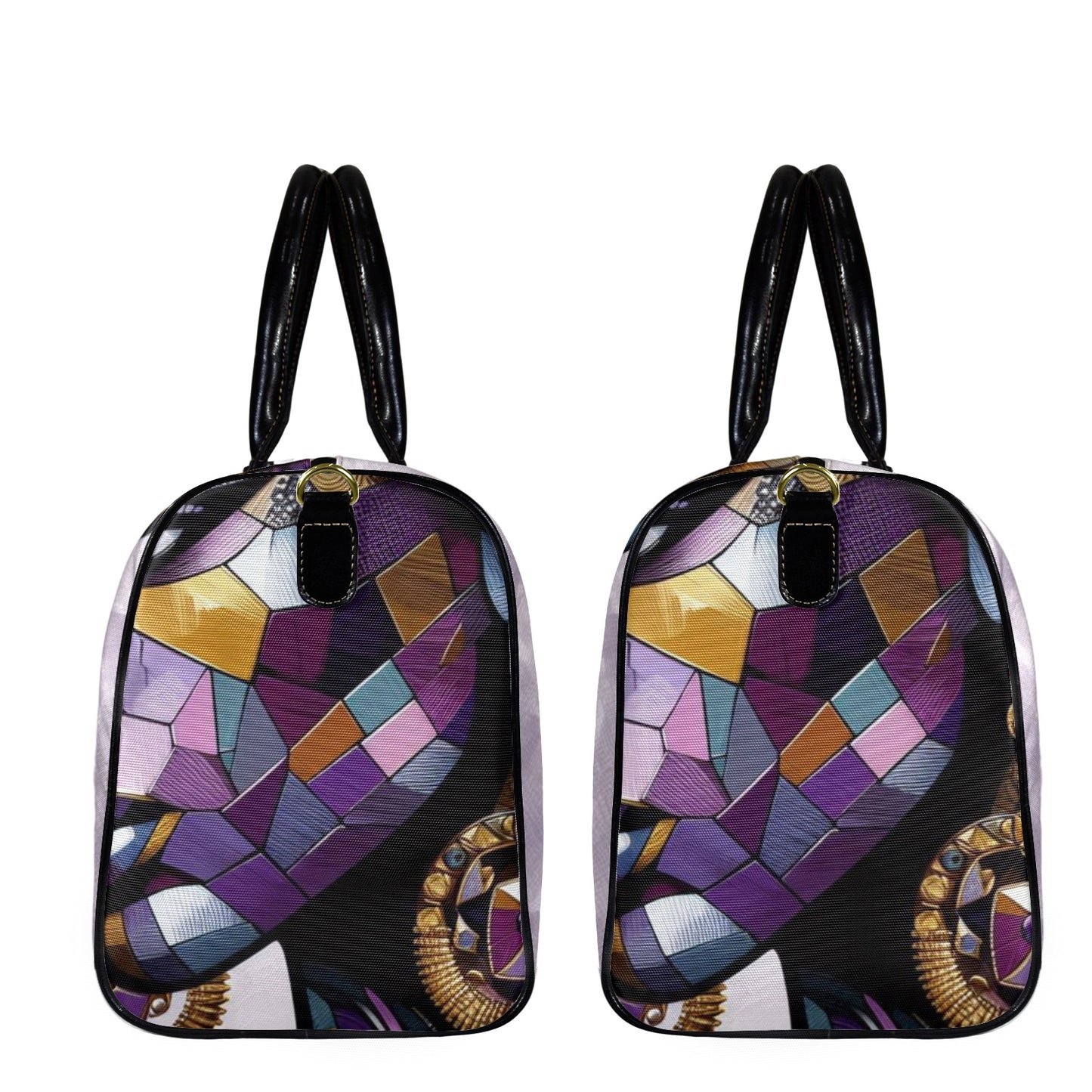 Mosaic Majesty: A Fusion of Tradition and Modernity - #2021 Large Capacity Travel Bag-Small (Black Short Patch) (1737)