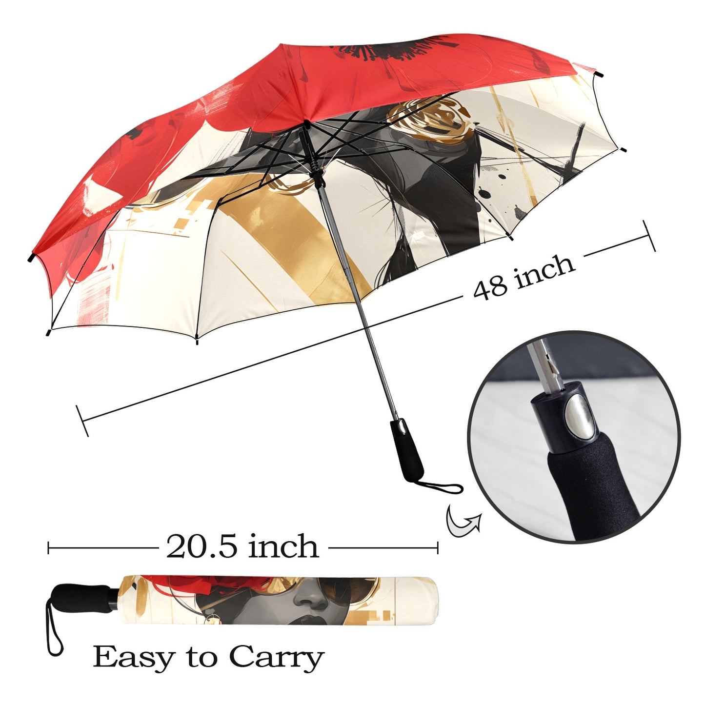 Bold Elegance: The Poppy Collection - Semi-Automatic Foldable Umbrella (Model U12) - #2014