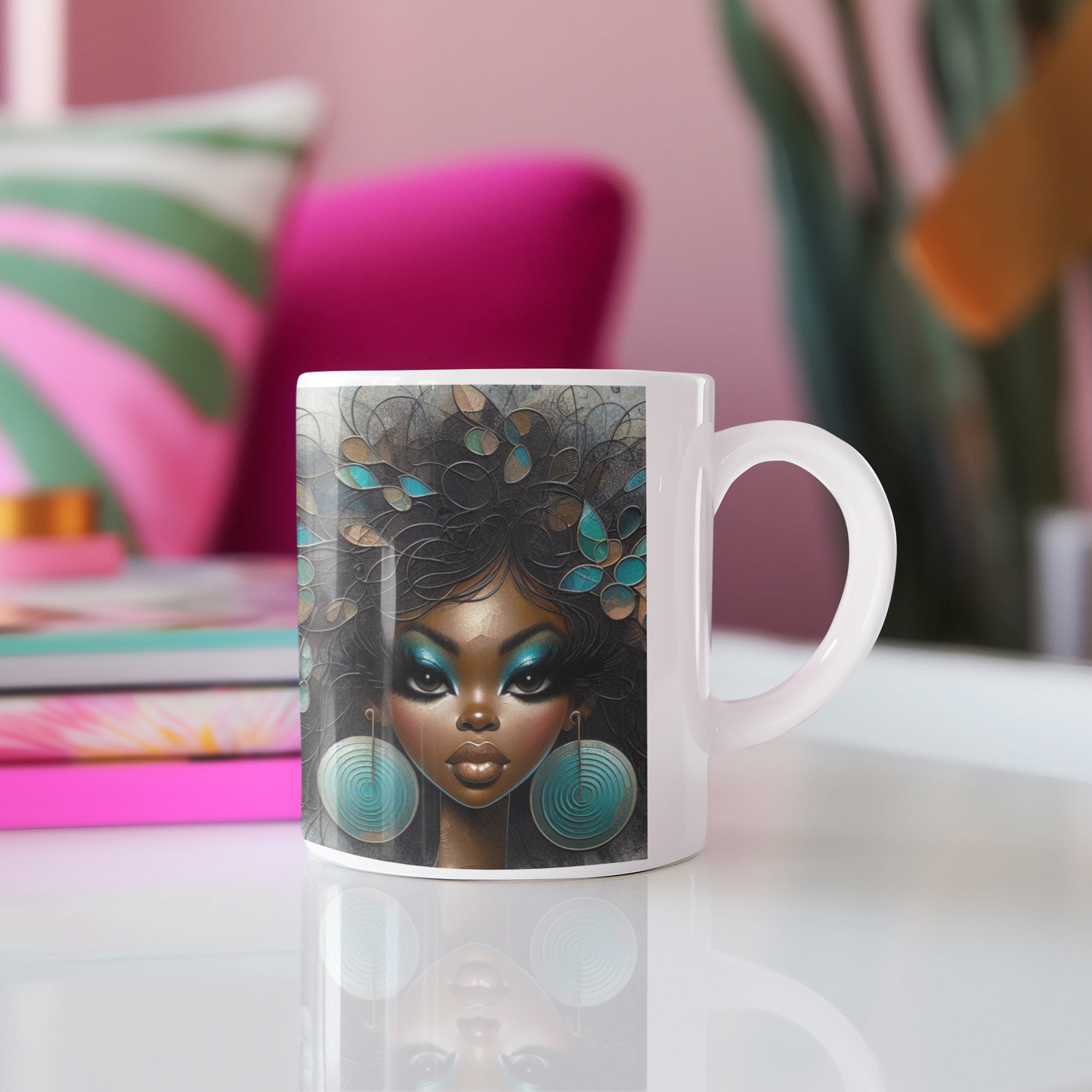Bold & Beautiful: Afrocentric Digital Art Collection - White Mug(11OZ) - #2013