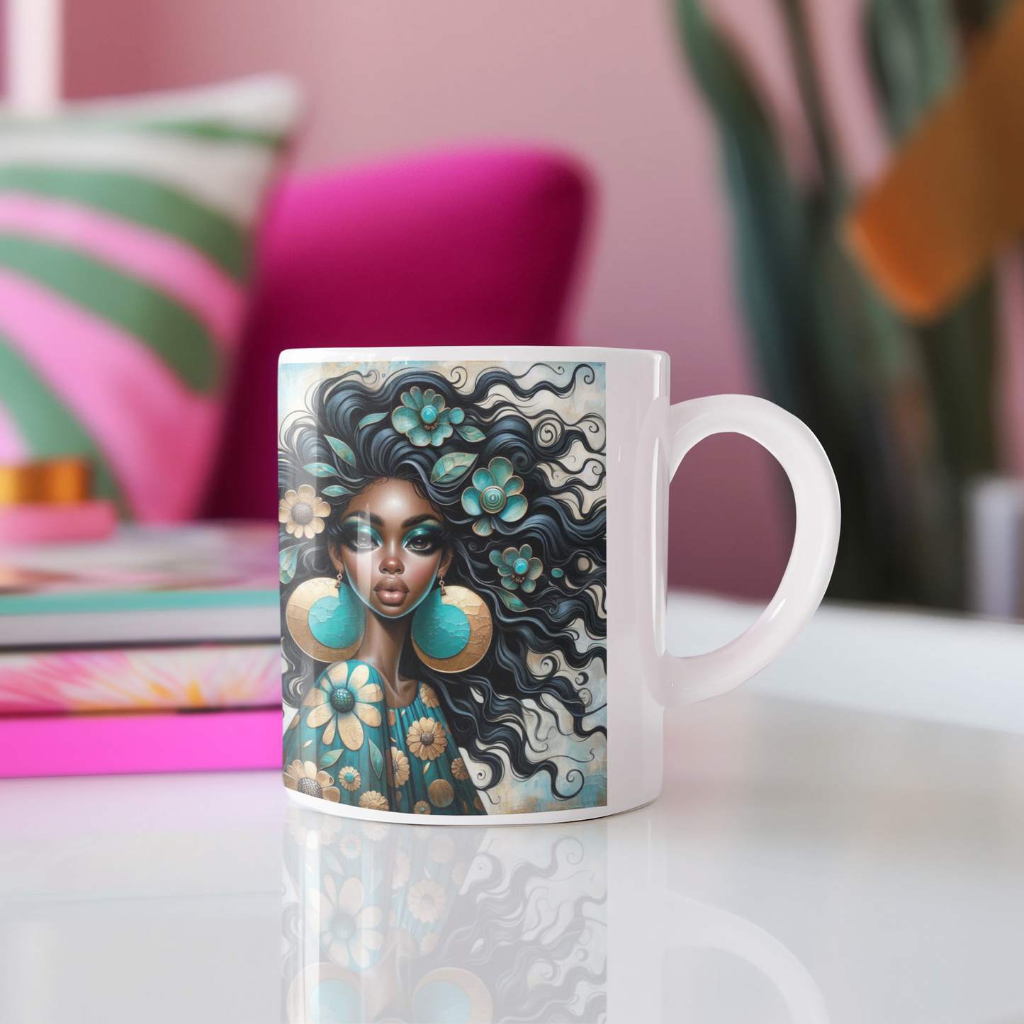 Bold & Beautiful: Afrocentric Digital Art Collection - White Mug(11OZ) - #2012