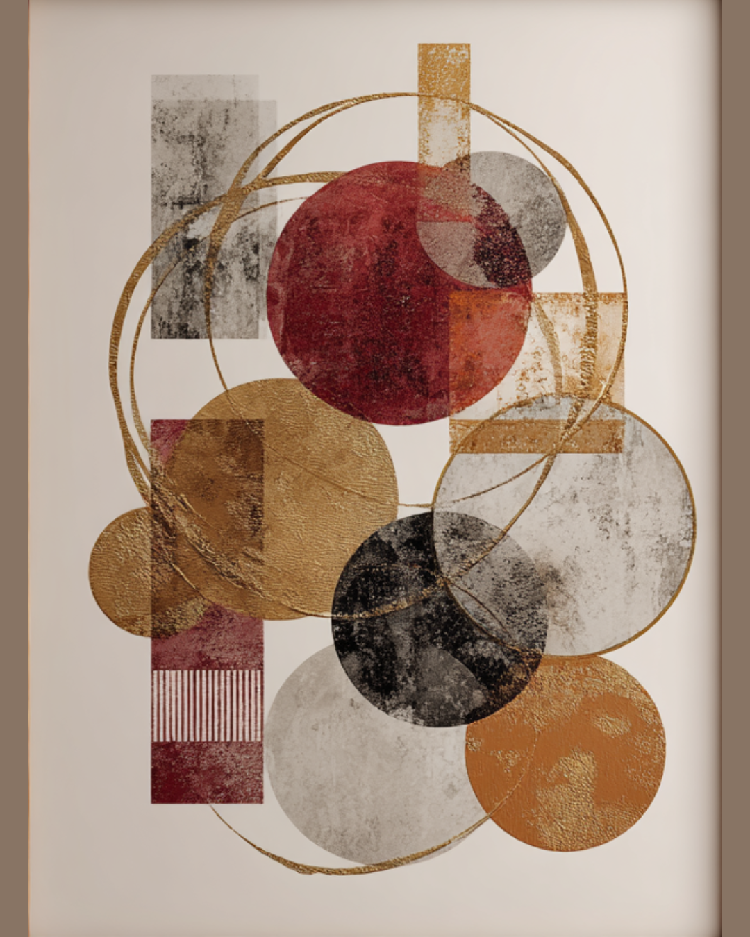 Modern Geometric Bathroom Set | Gold & Red Abstract Shower Curtain | Bold Afro-Inspired Bath Décor - Square Towel 13“x13” – L539987