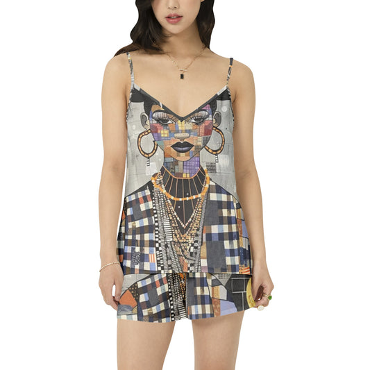 Cosmic Expressions: A Fusion of Art and Style - Cami Top and Short Pajama Set - #2011