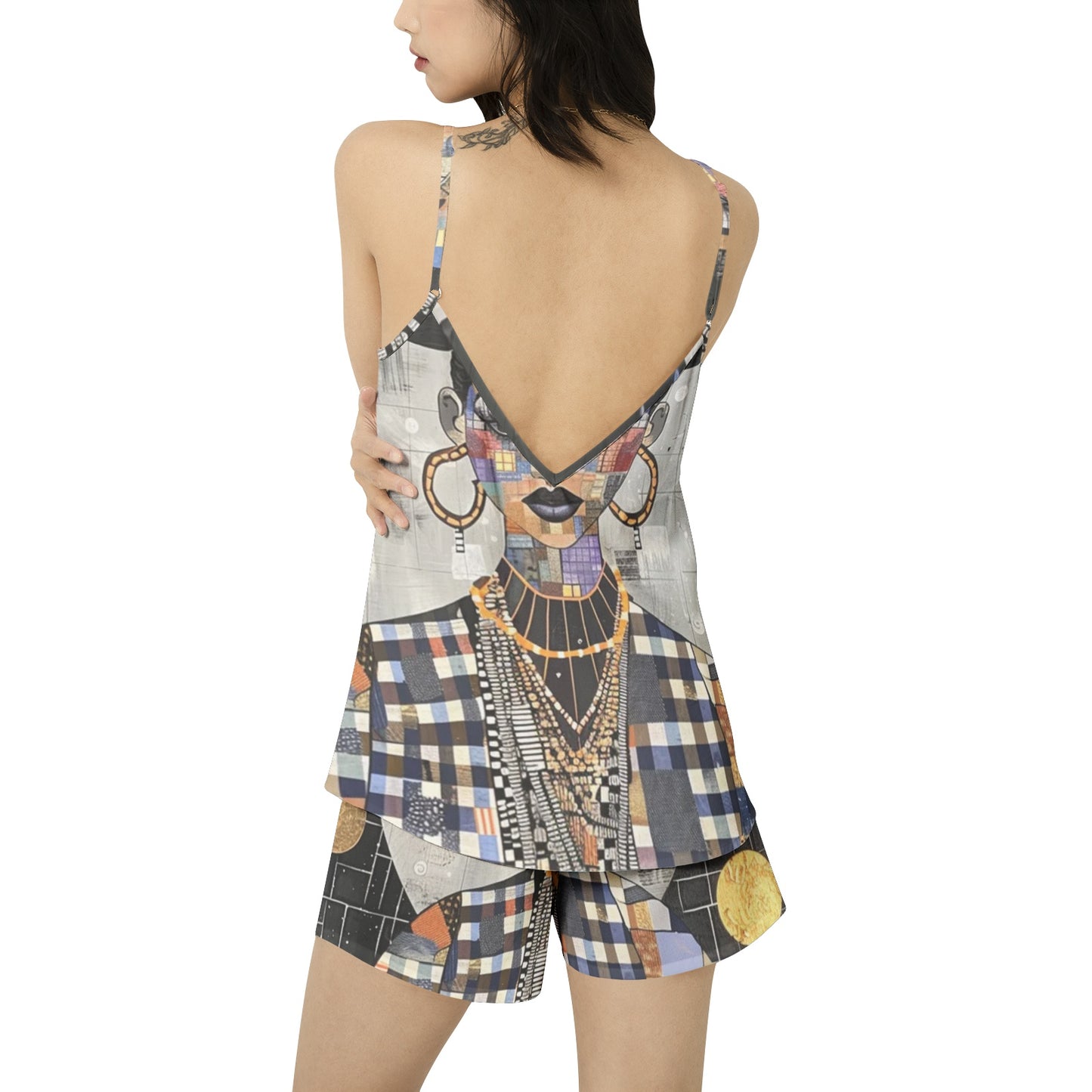 Cosmic Expressions: A Fusion of Art and Style - Cami Top and Short Pajama Set - #2011