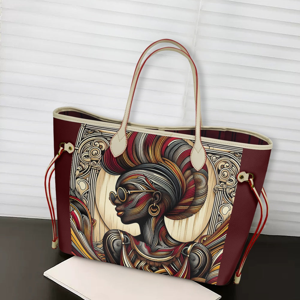 Rhythmic Radiance: Afrocentric Artistry for Fashion Accessories - Women PU Leather Handbags - #2014