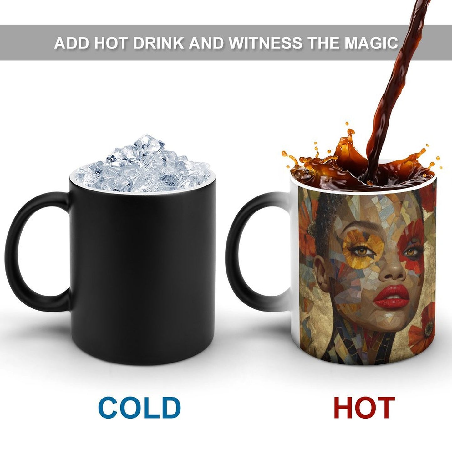 The Gilded Bloom Collection – Red Poppy Portrait Series (Coffee Mugs) by Velvet's View - Discoloration Mug Discoloration Mug - B47447