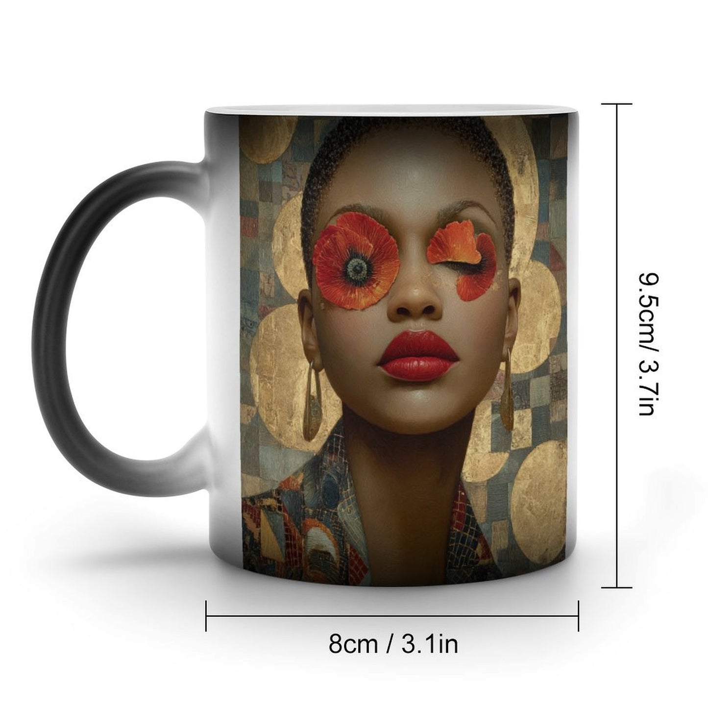 The Gilded Bloom Collection – Red Poppy Portrait Series (Coffee Mugs) By Velvet's View - Discoloration Mug Discoloration Mug - B45632