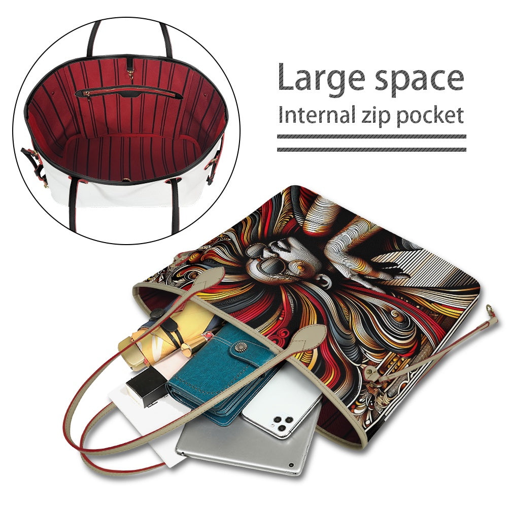 Rhythmic Radiance: Afrocentric Artistry for Fashion Accessories - Women PU Leather Handbags - #2015